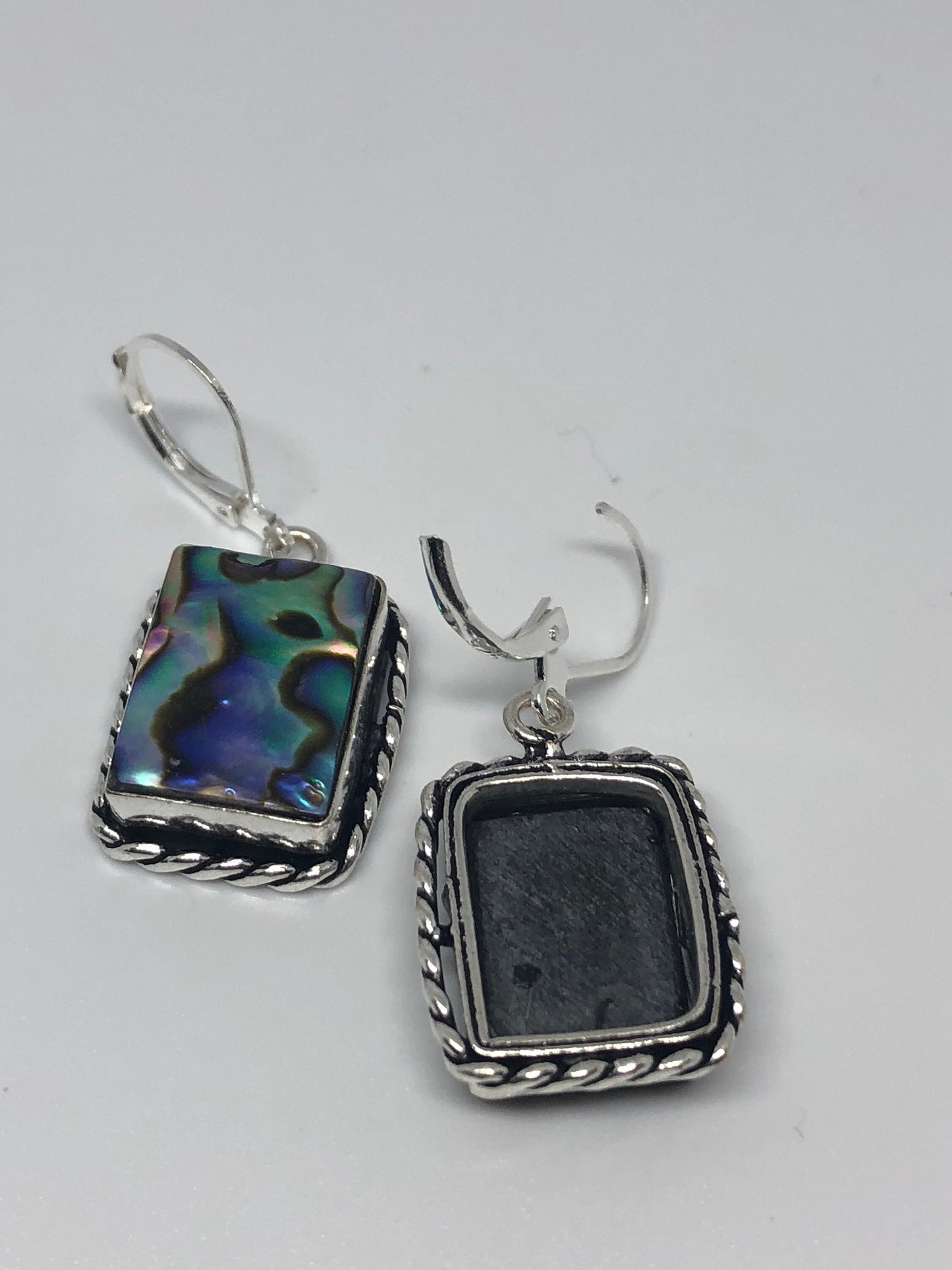 Vintage Handmade Silver Rainbow Abalone Earrings