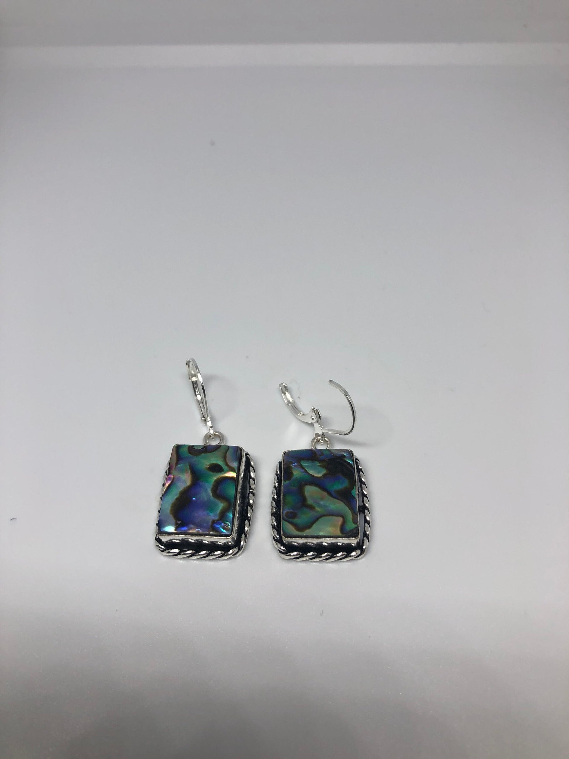 Vintage Handmade Silver Rainbow Abalone Earrings