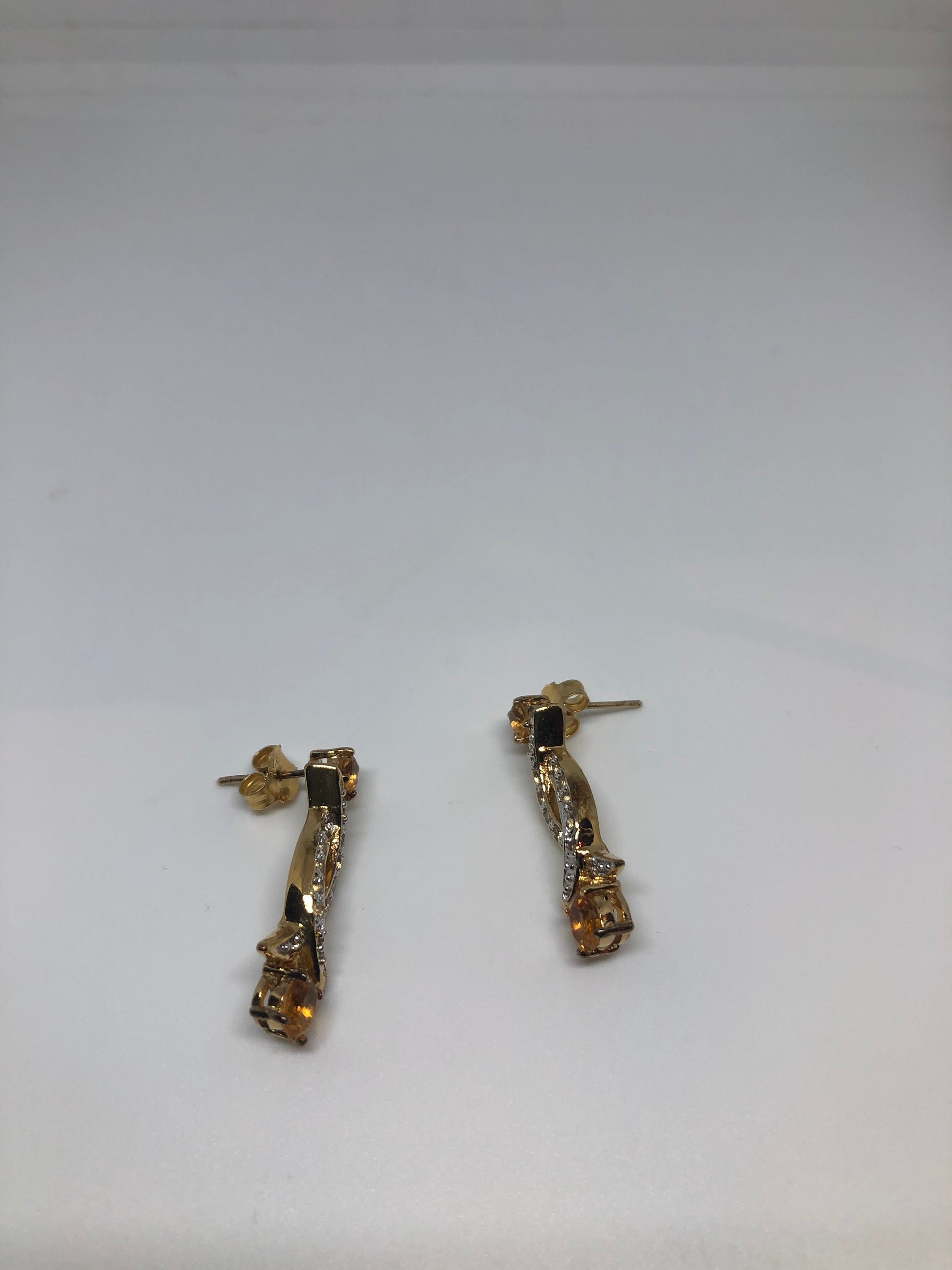 Vintage Citrine Earrings 925 Sterling Silver Chandelier Dangle