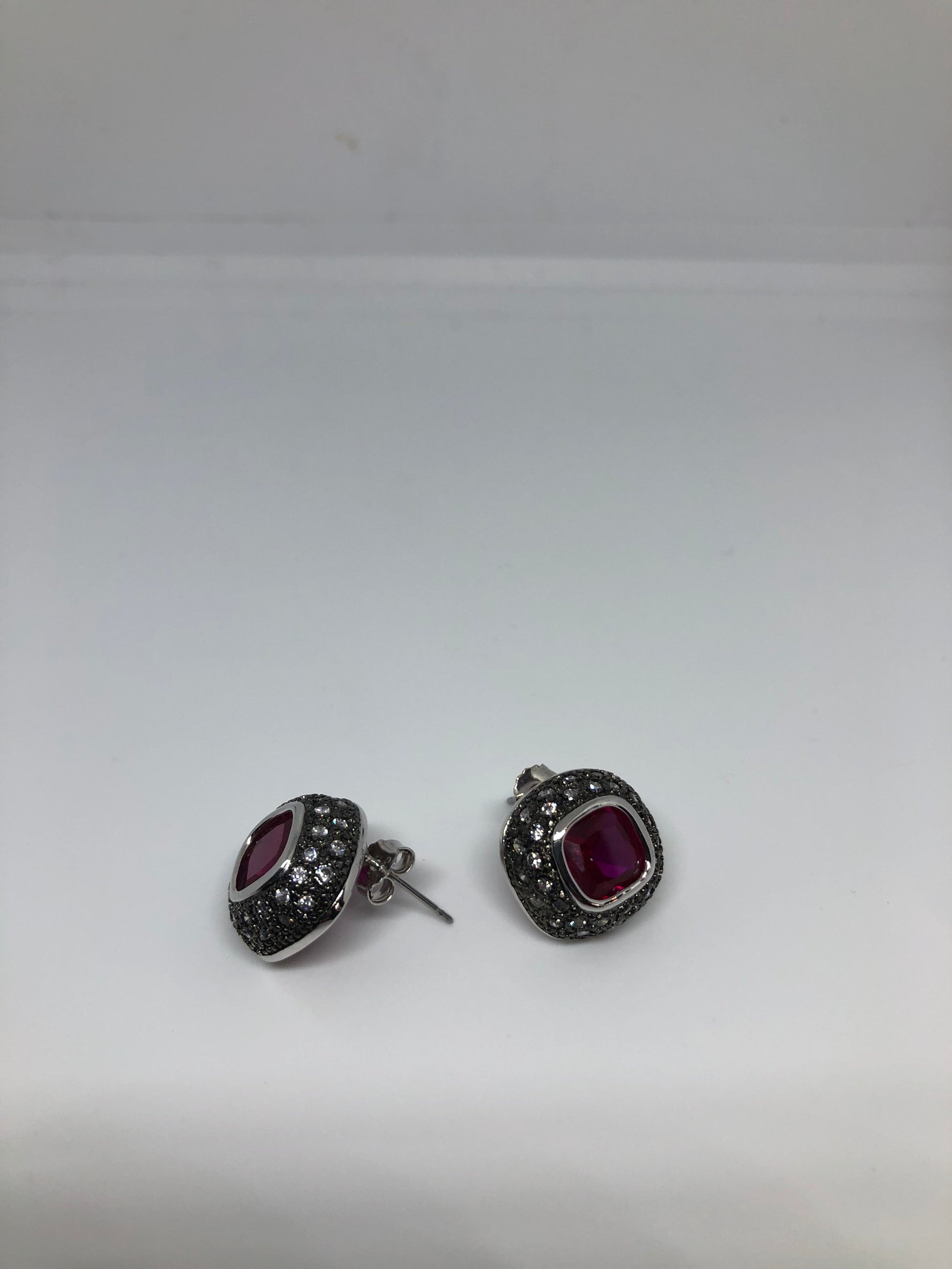 Vintage Handmade Sterling Silver Genuine tourmaline Earrings