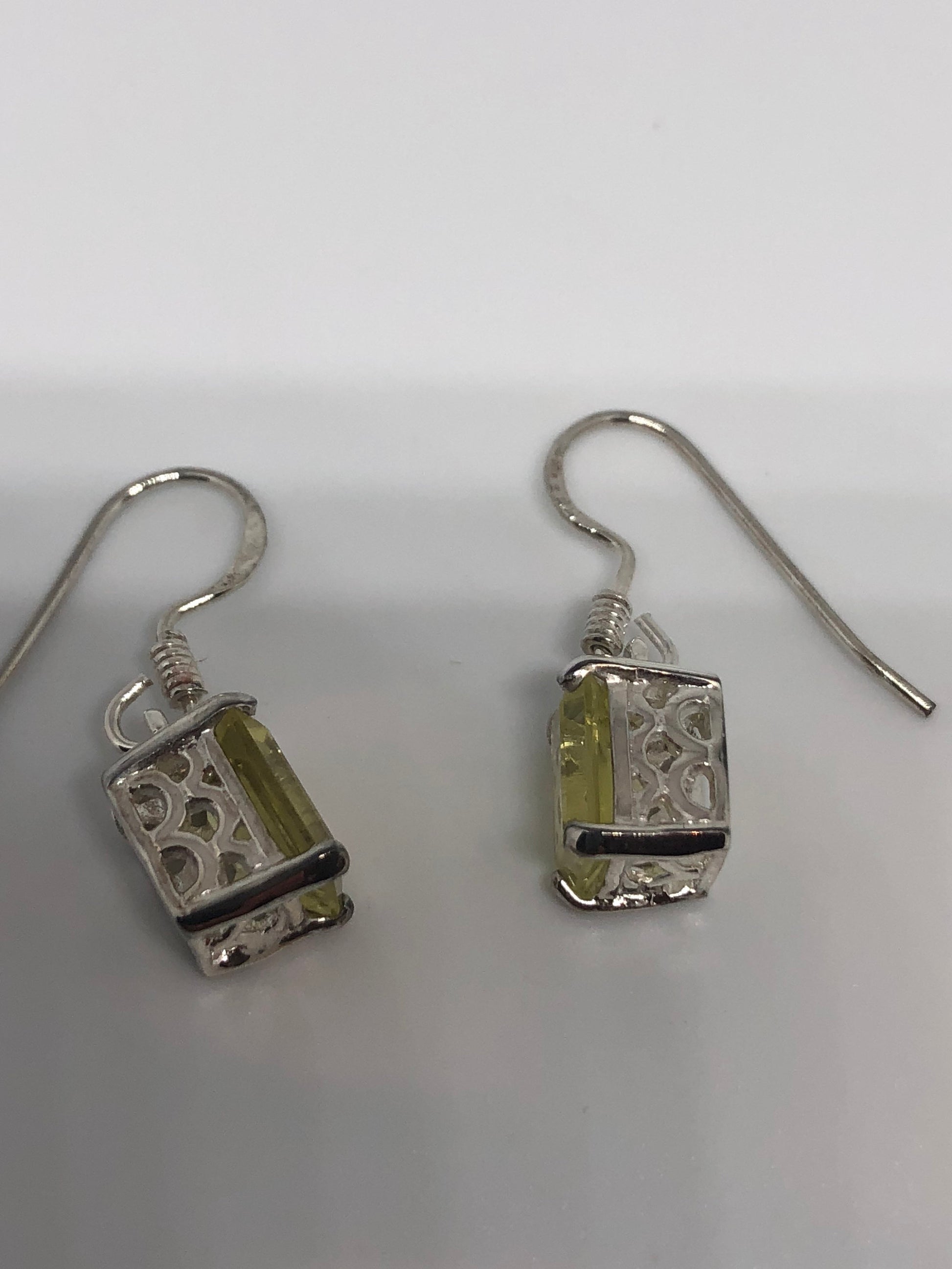 Vintage Citrine Earrings 925 Sterling Silver Drop Dangle