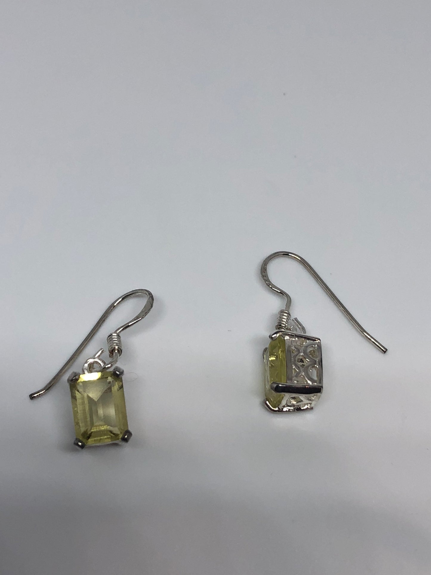 Vintage Citrine Earrings 925 Sterling Silver Drop Dangle