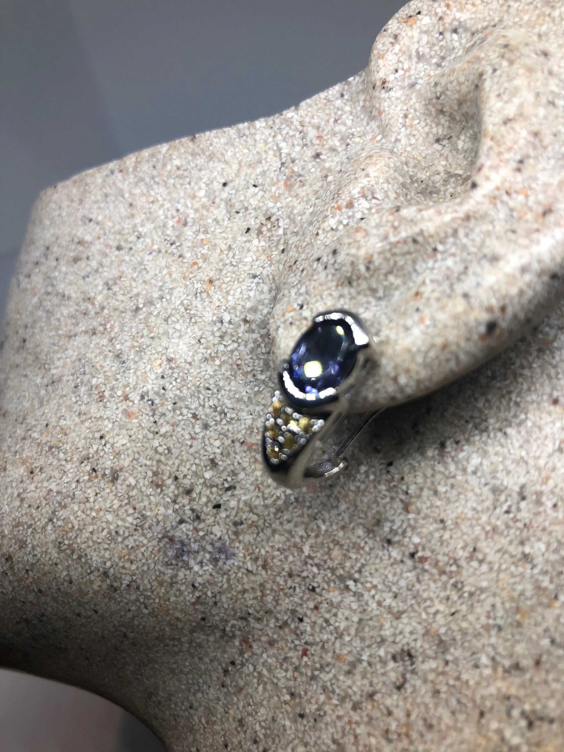 Vintage Sterling Silver Blue Iolite Earrings