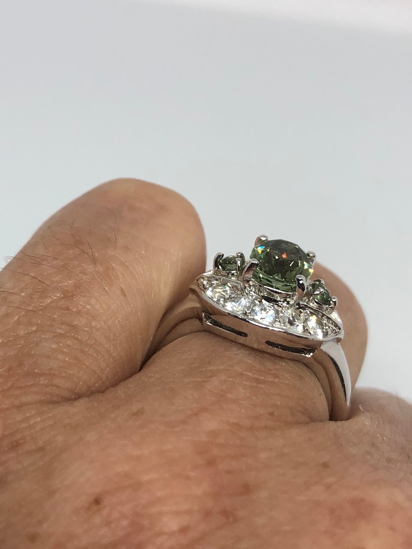 Vintage Green Peridot Setting 925 Sterling Silver Ring