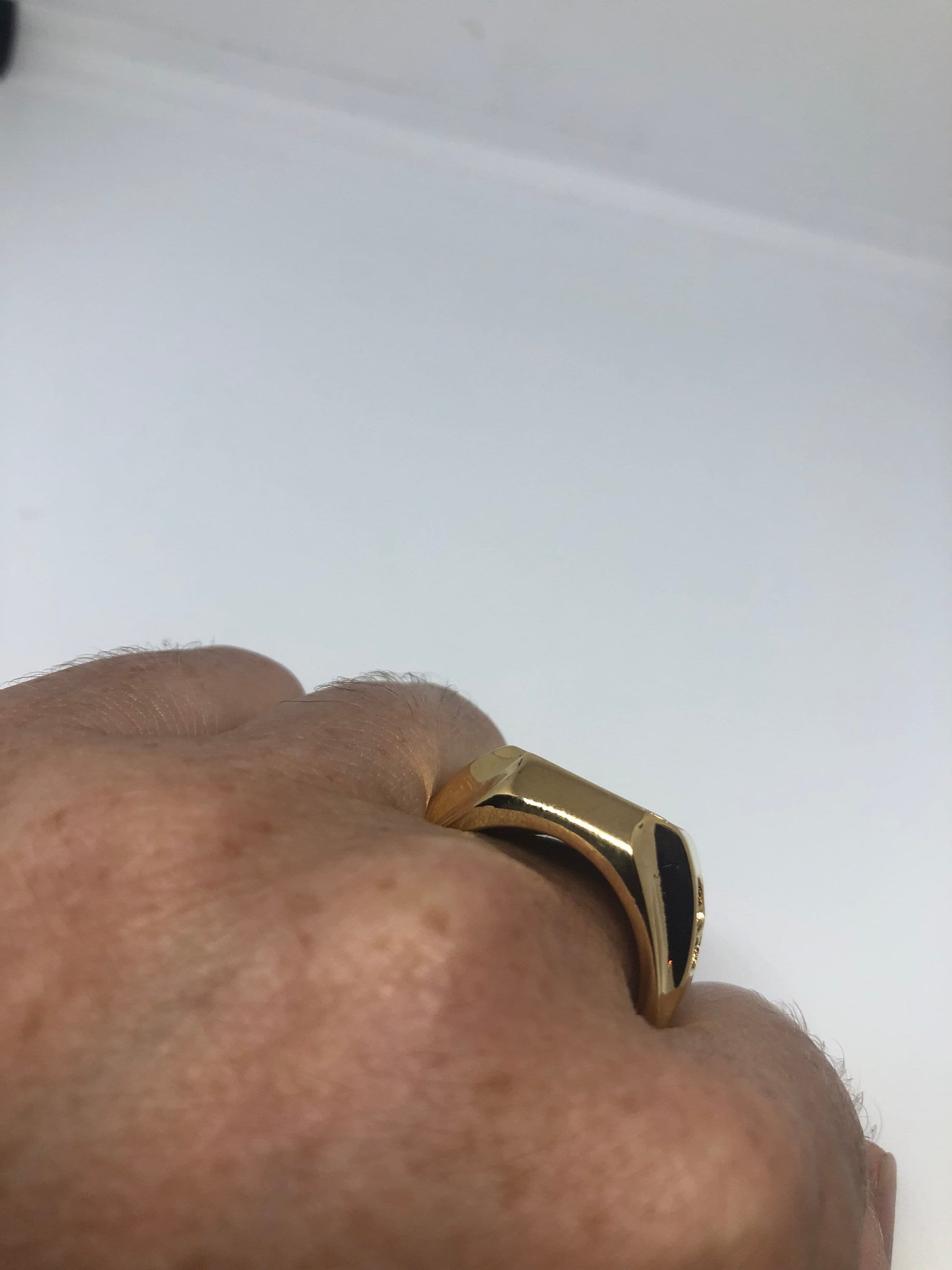 Vintage American Eagle Golden Stainless Steel Mens Ring