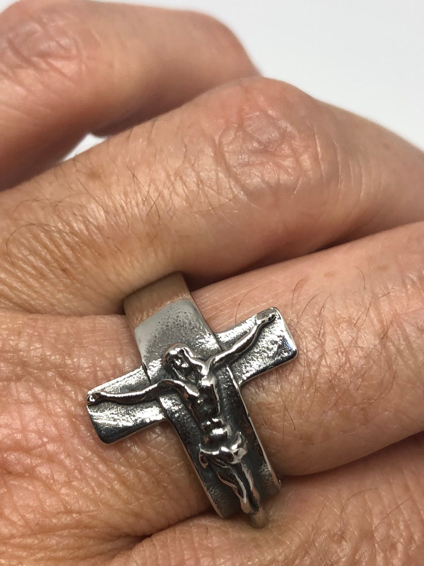 Vintage Gothic Cross Crucifix Mens Ring