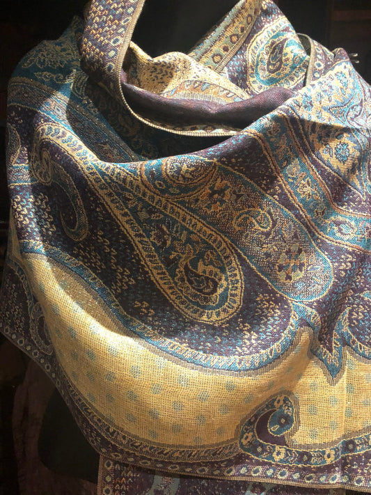 Vintage Paisley Brocade Pashmina Scarf Wrap Shawl