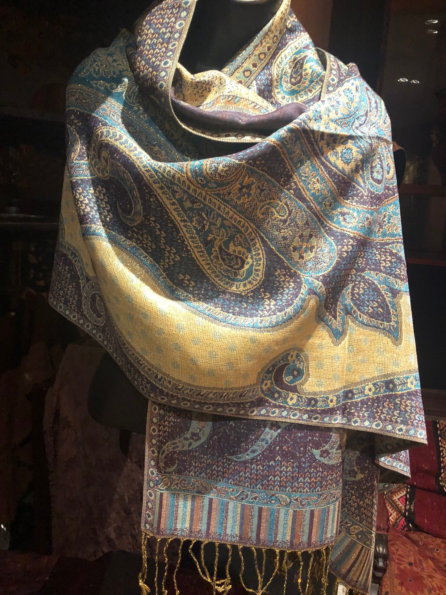 Vintage Paisley Brocade Pashmina Scarf Wrap Shawl