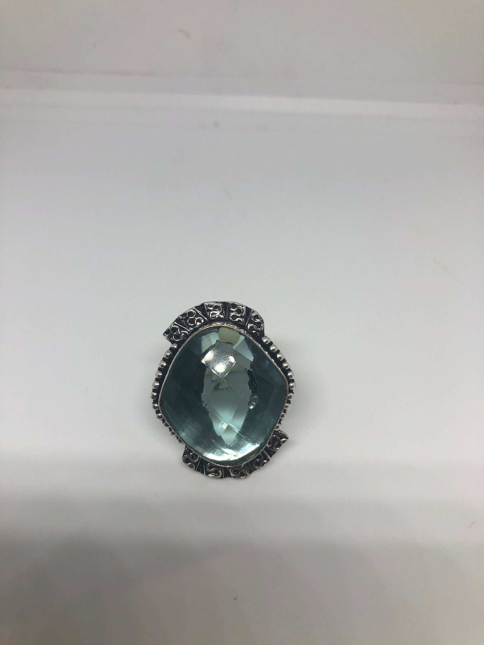 Vintage Aqua Vintage Art Glass Ring Cocktail Statement