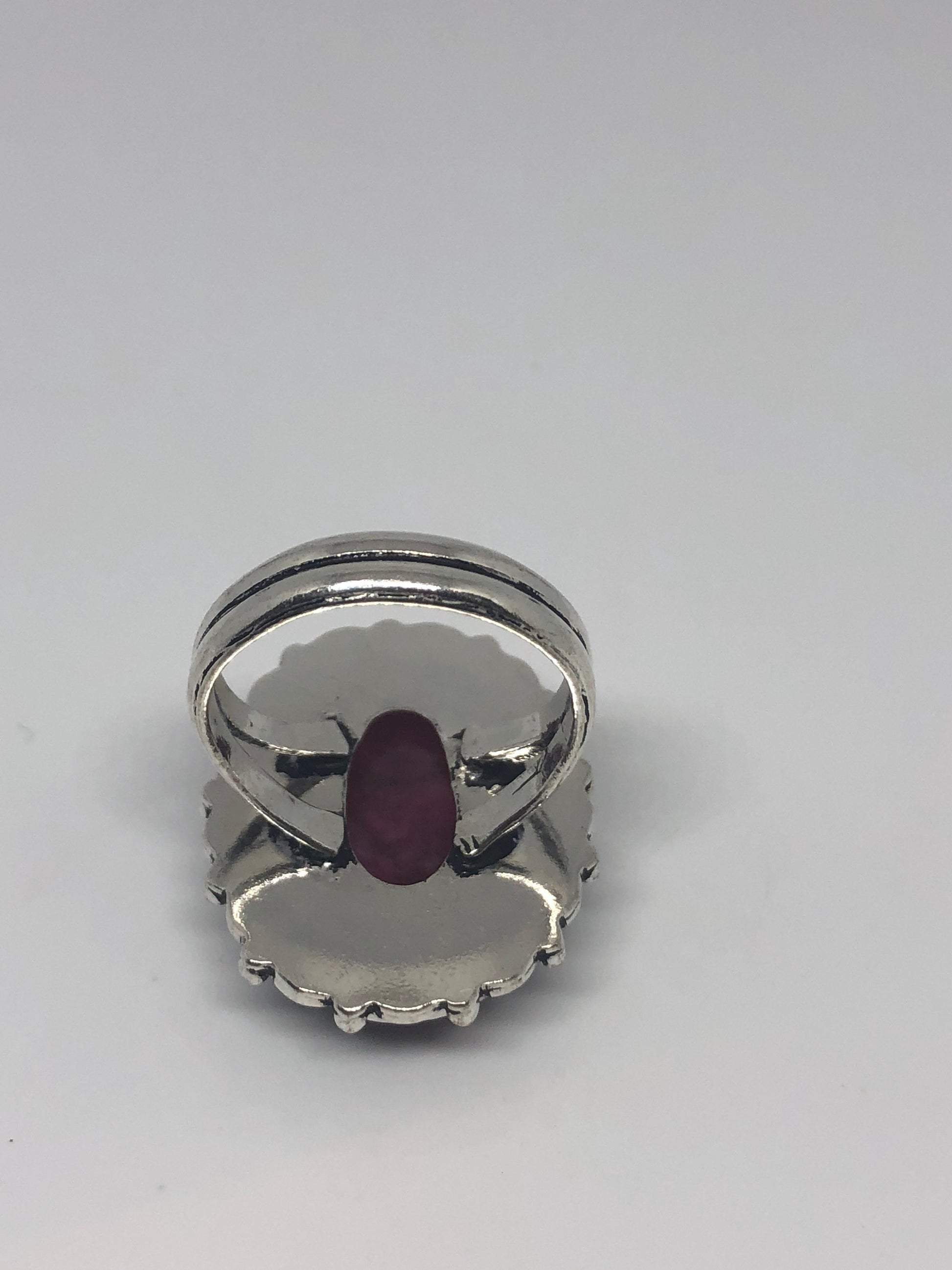 Vintage Handmade Raw Pink Ruby Silver Gothic Ring