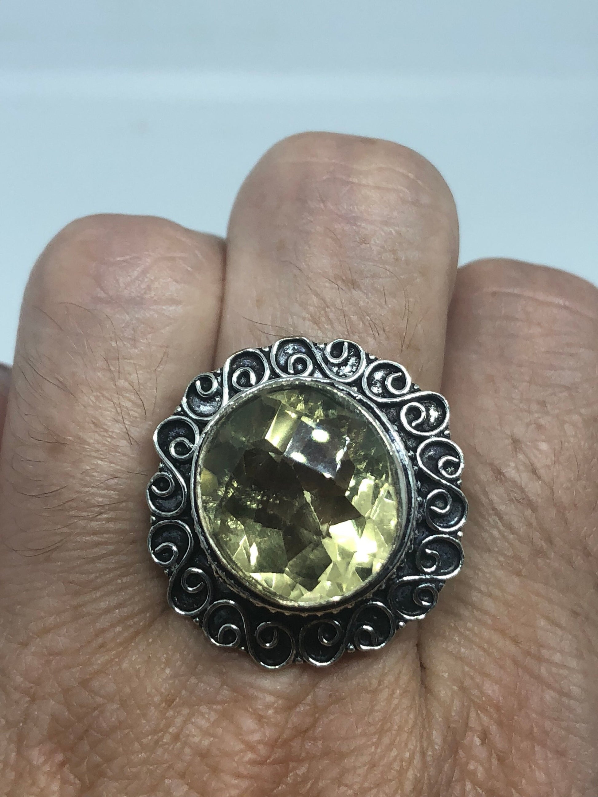 Vintage Genuine Citrine Silver Cocktail Ring