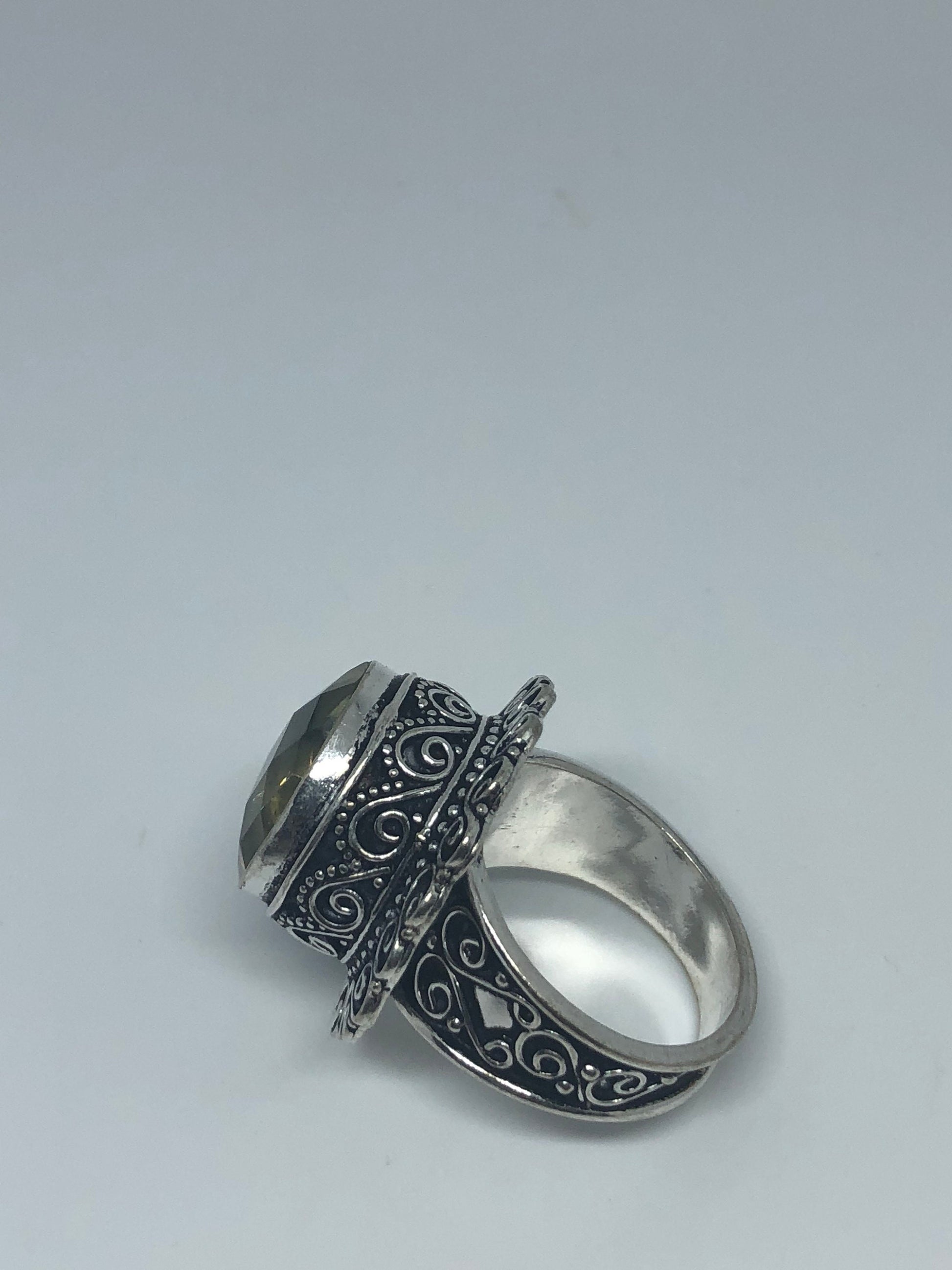 Vintage Genuine Citrine Silver Cocktail Ring