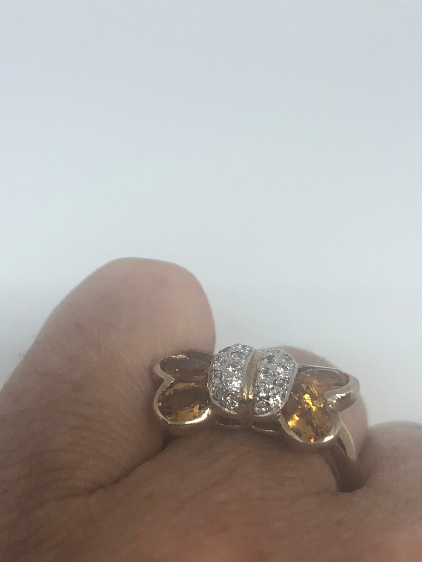Vintage Handmade Golden Genuine Citrine 925 Sterling Silver Gothic Ring
