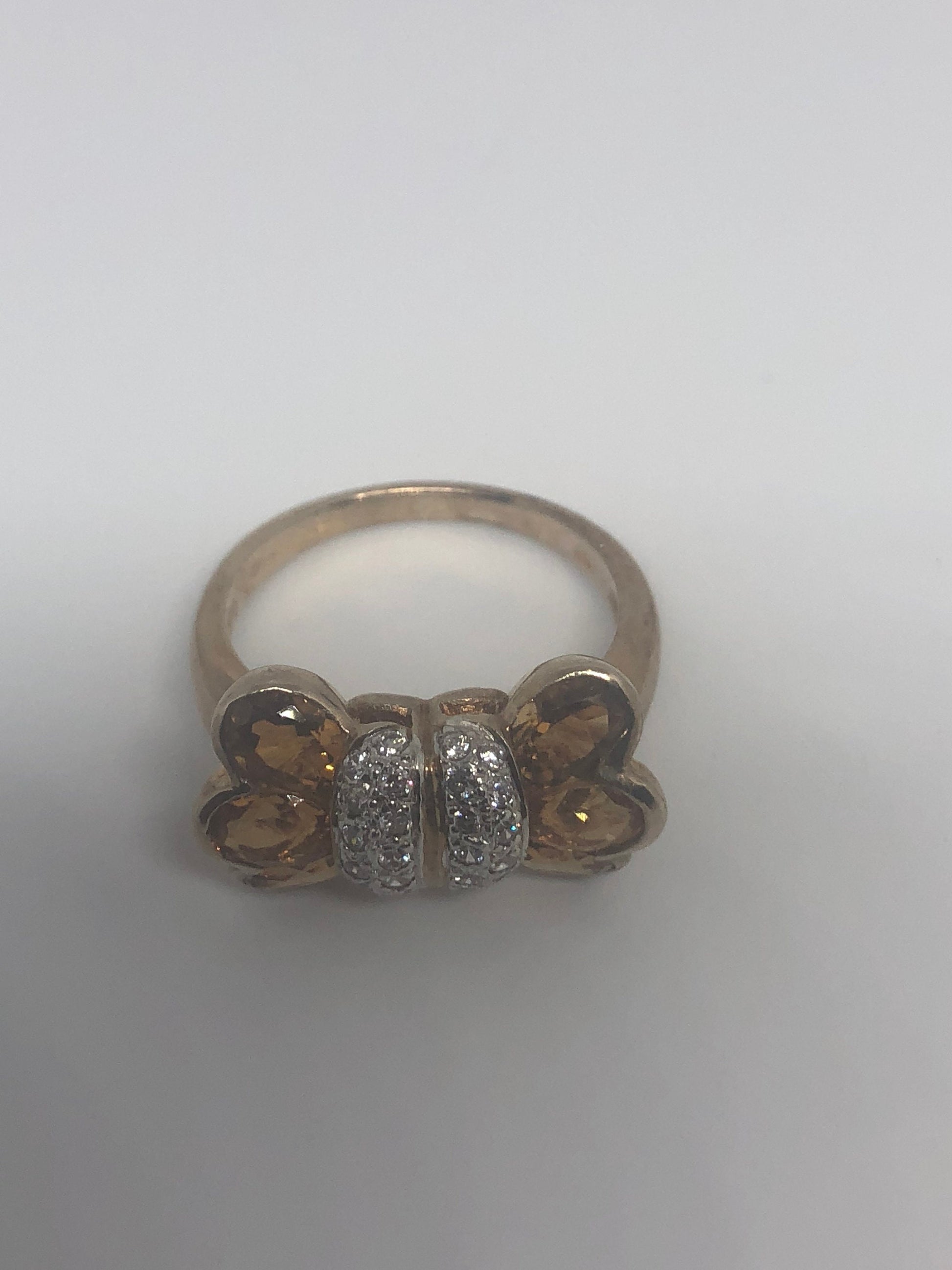 Vintage Handmade Golden Genuine Citrine 925 Sterling Silver Gothic Ring