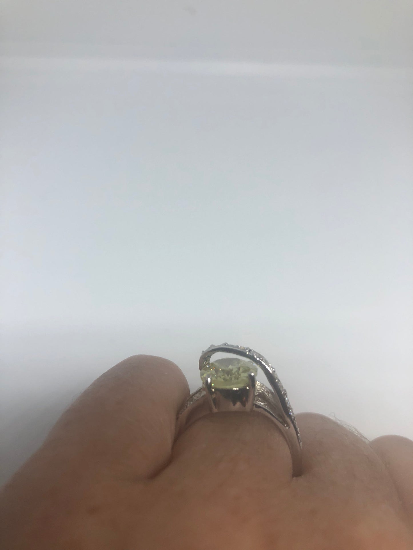 Vintage Handmade Golden Lemon Genuine CZ 925 Sterling Silver Gothic Ring