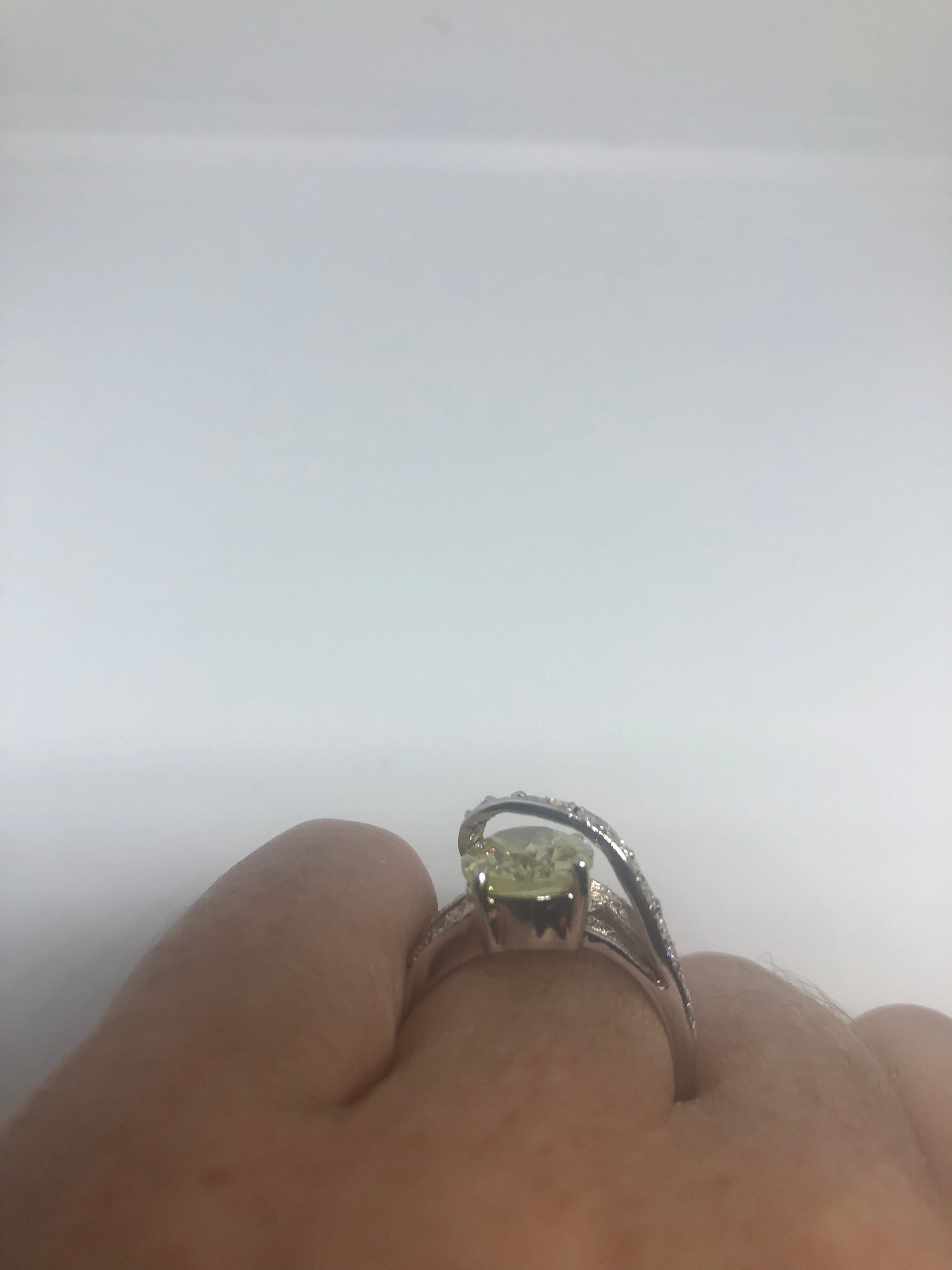 Vintage Handmade Golden Lemon Genuine CZ 925 Sterling Silver Gothic Ring