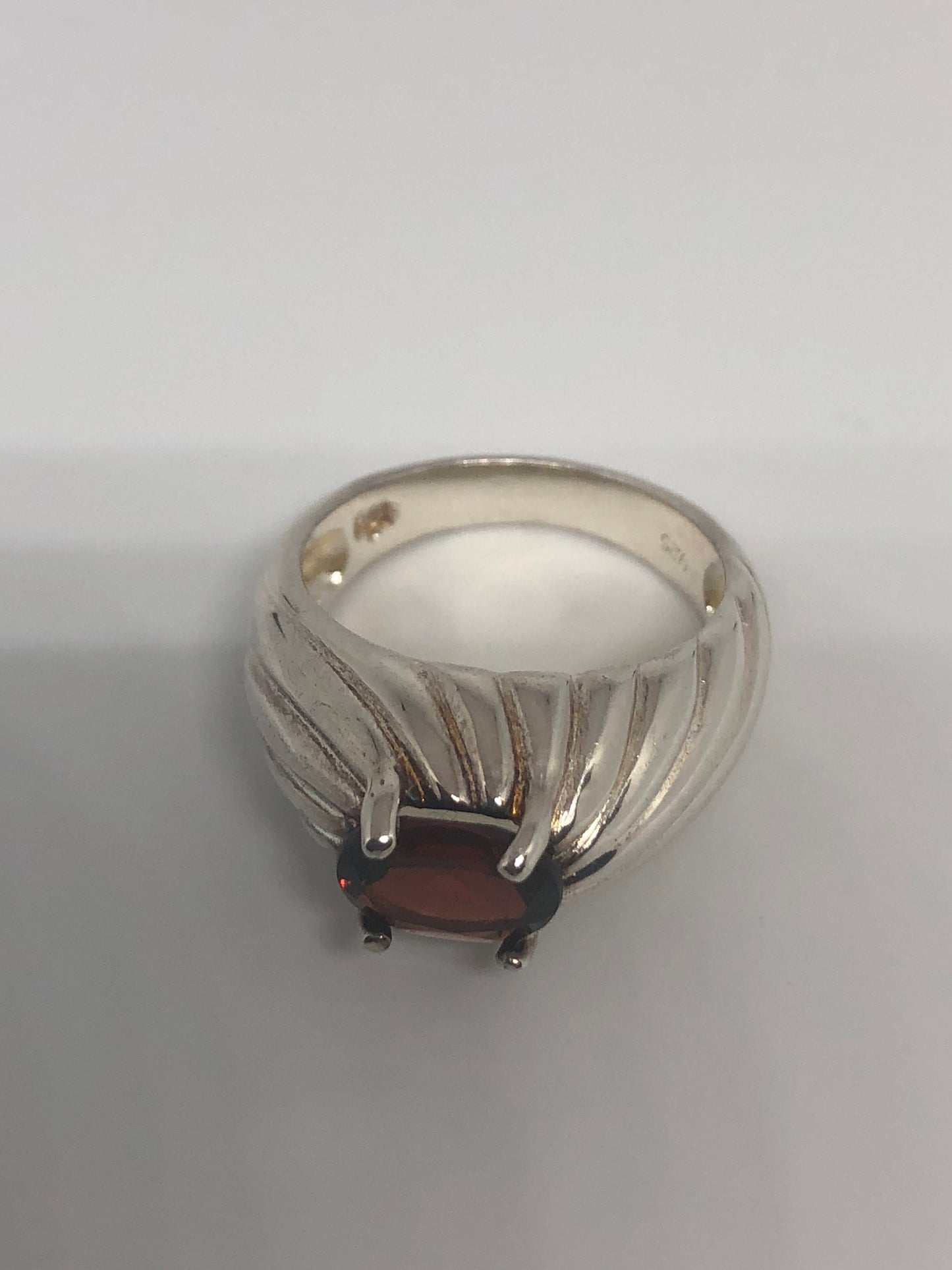 Vintage Red Bohemian Garnet Ring 925 Sterling Silver