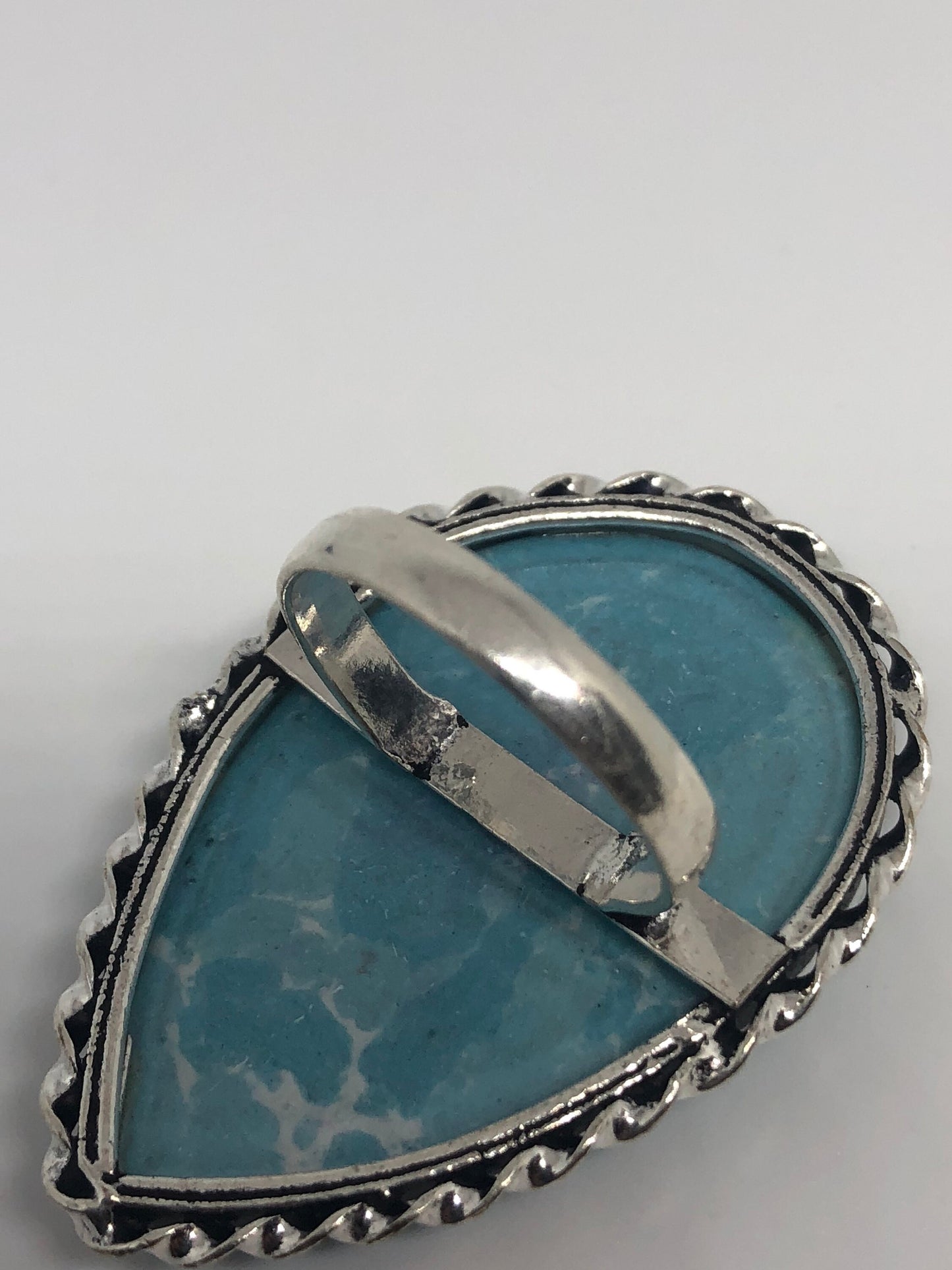 Vintage Aqua Blue Genuine Larimar 2.5 in Ring