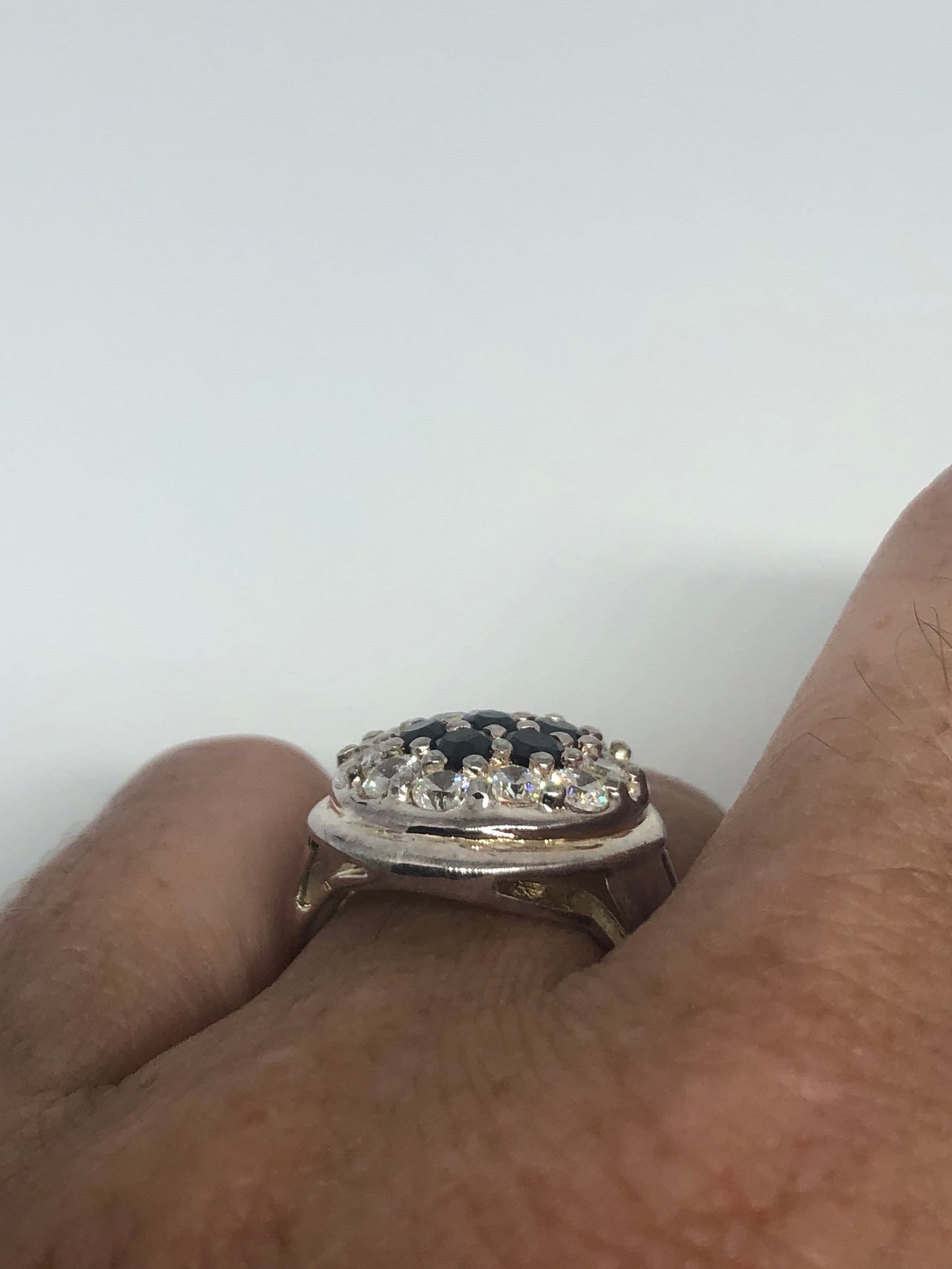 Vintage Handmade Deep Black Sapphire Setting 925 Sterling Silver Gothic Ring