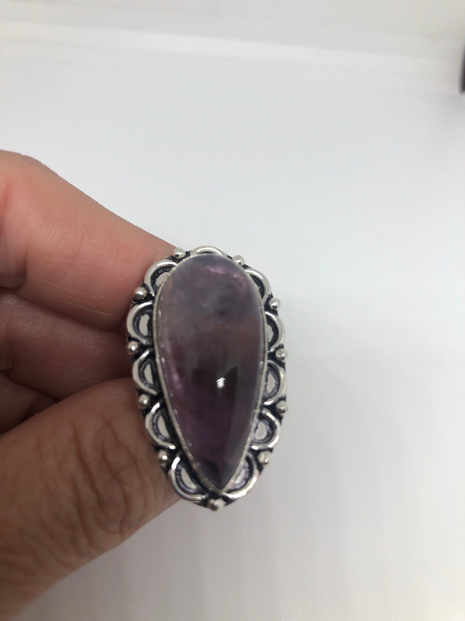 Vintage Purple Amethyst Silver Cocktail Statement Ring