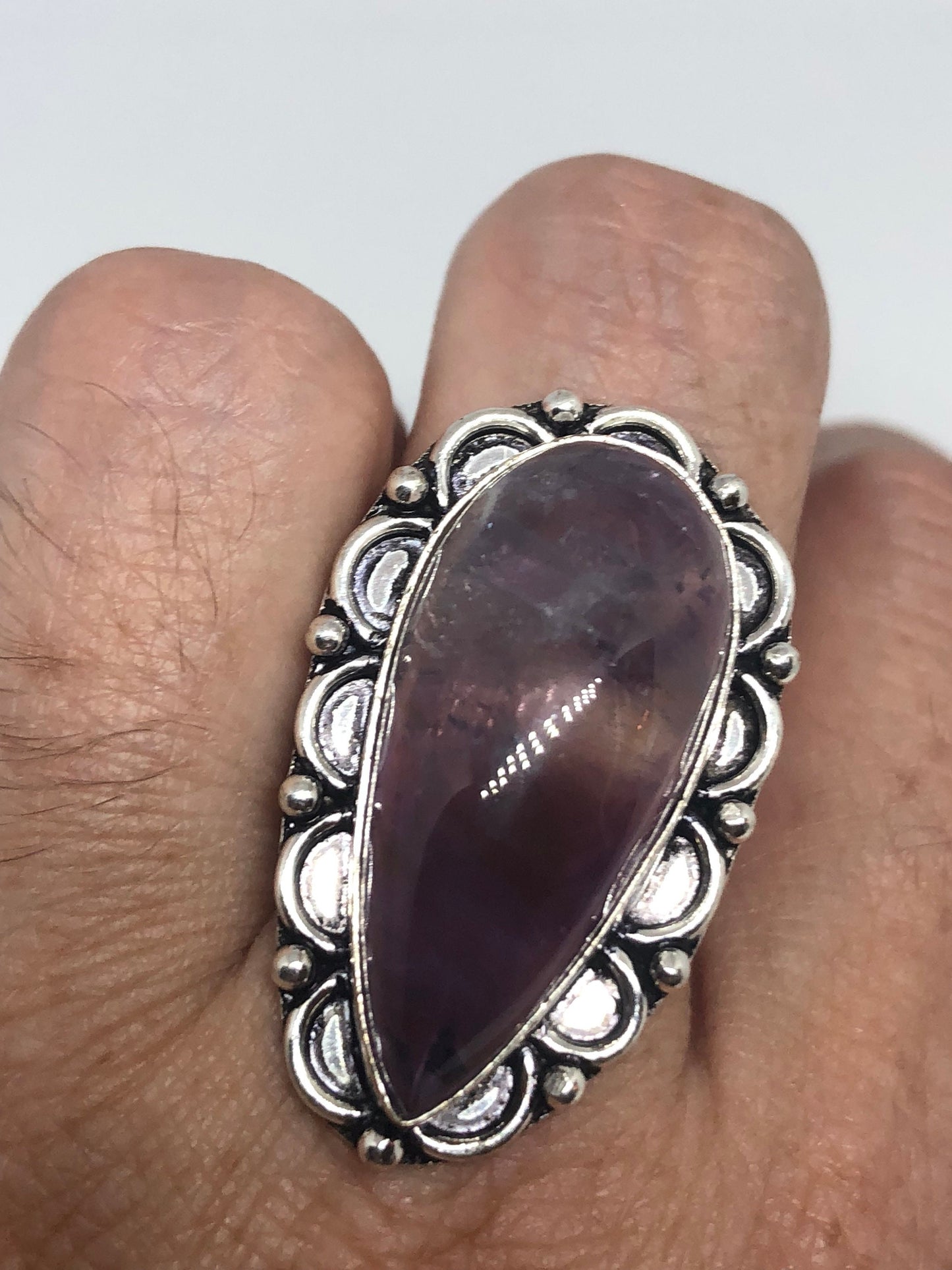 Vintage Purple Amethyst Silver Cocktail Statement Ring