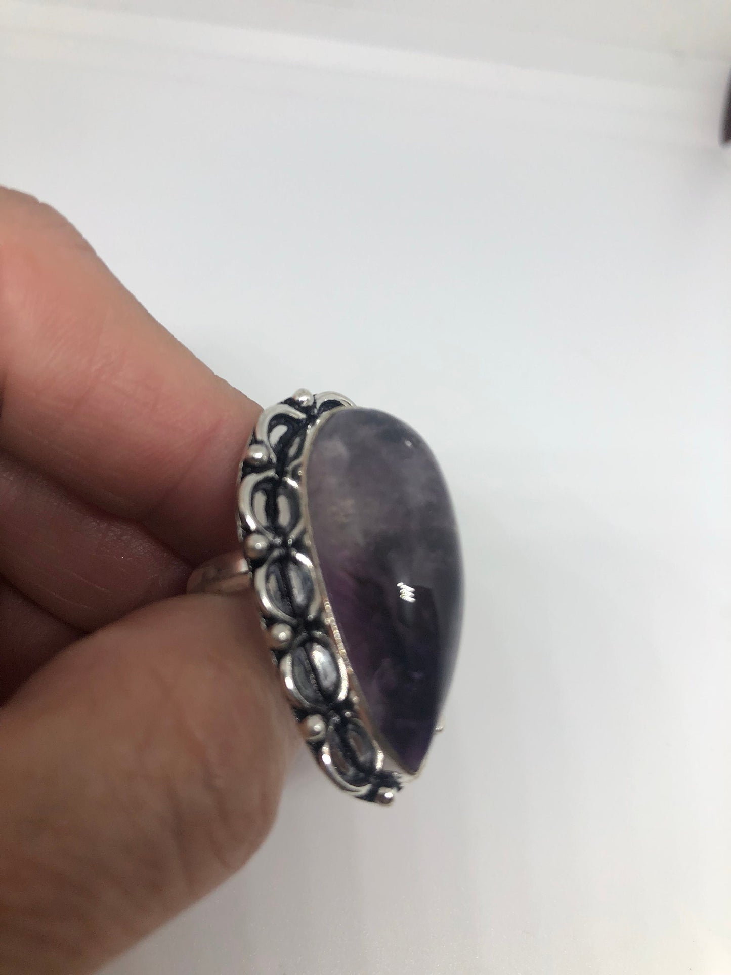 Vintage Purple Amethyst Silver Cocktail Statement Ring