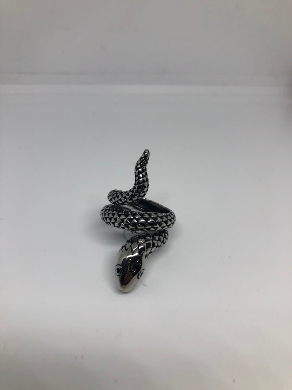 Vintage Gothic Silver Stainless Steel Snake Mens Ring