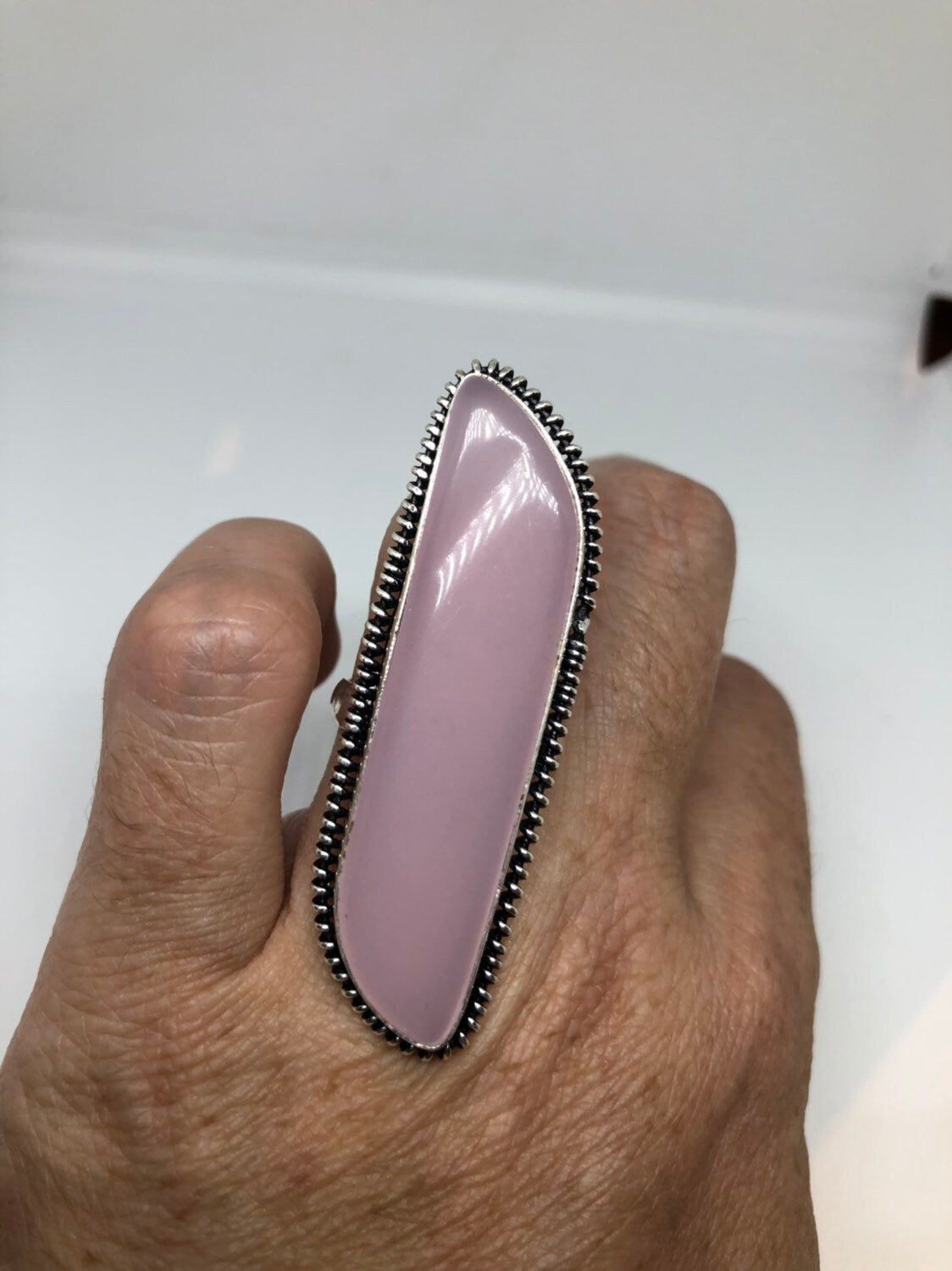 Vintage Genuine Rose Quartz Silver Ring