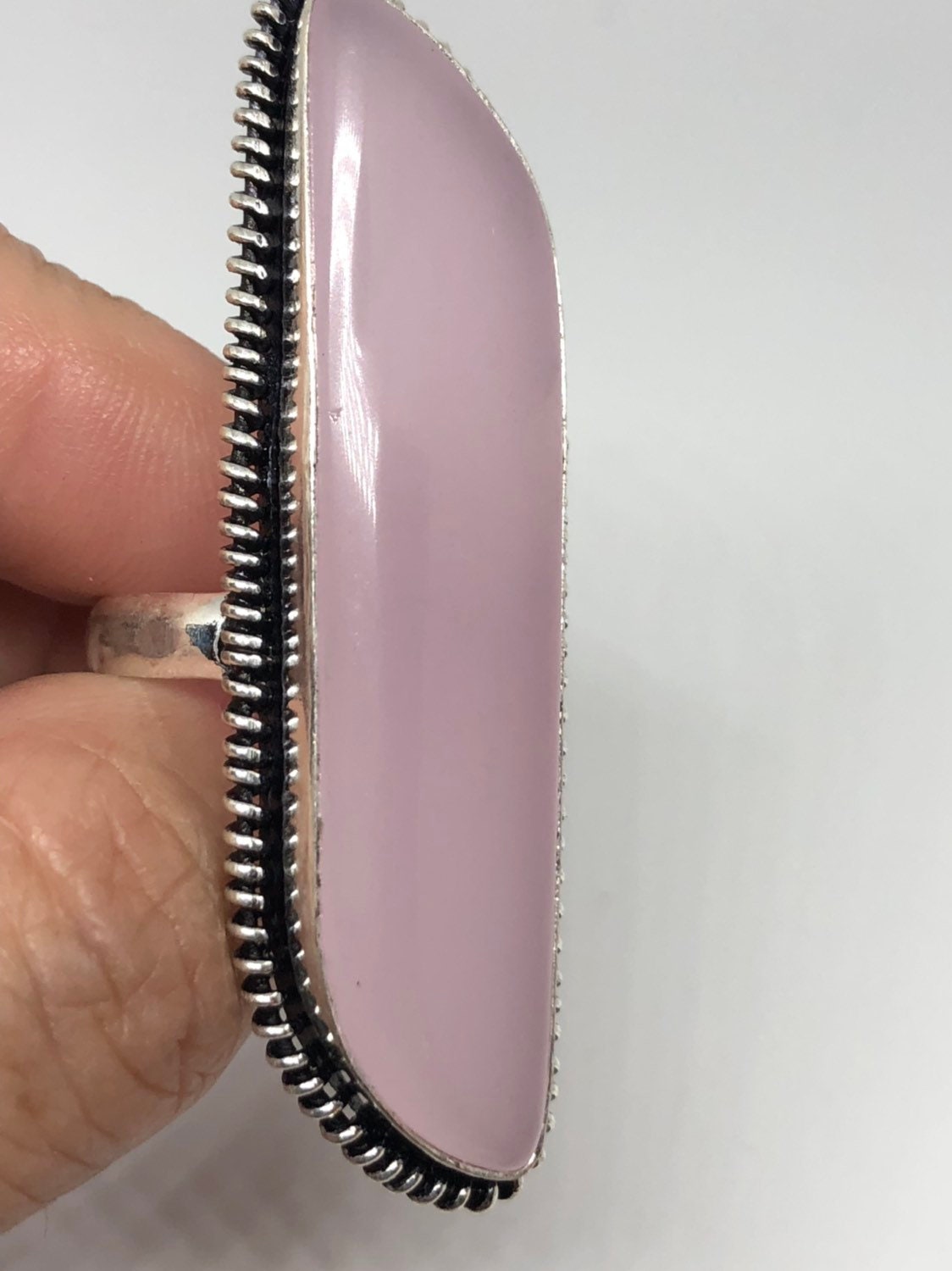 Vintage Genuine Rose Quartz Silver Ring