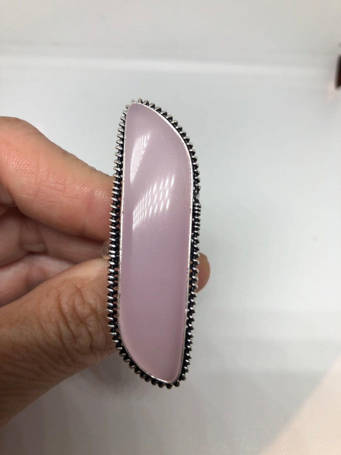 Vintage Genuine Rose Quartz Silver Ring