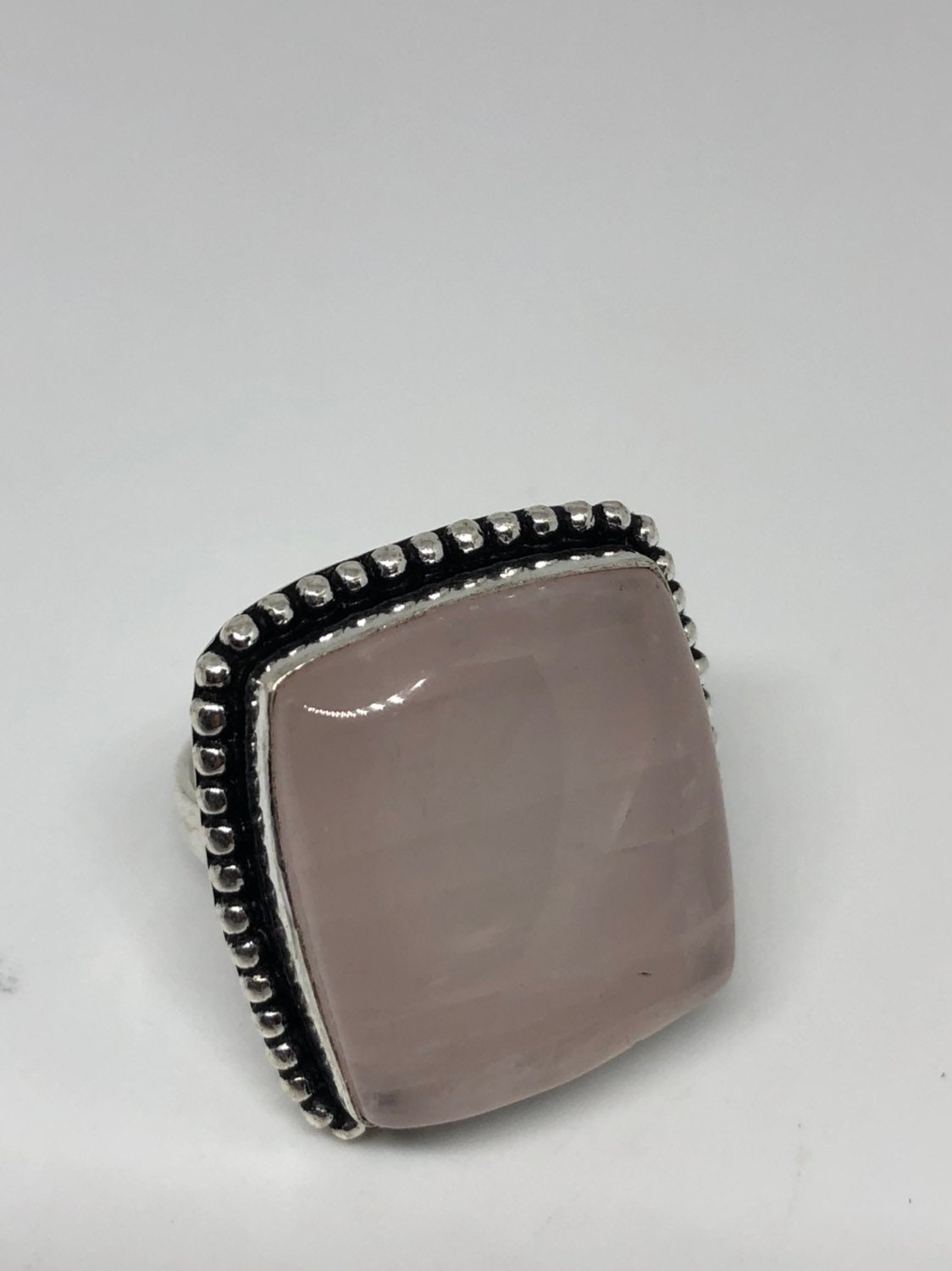 Vintage Genuine Rose Quartz Silver Ring