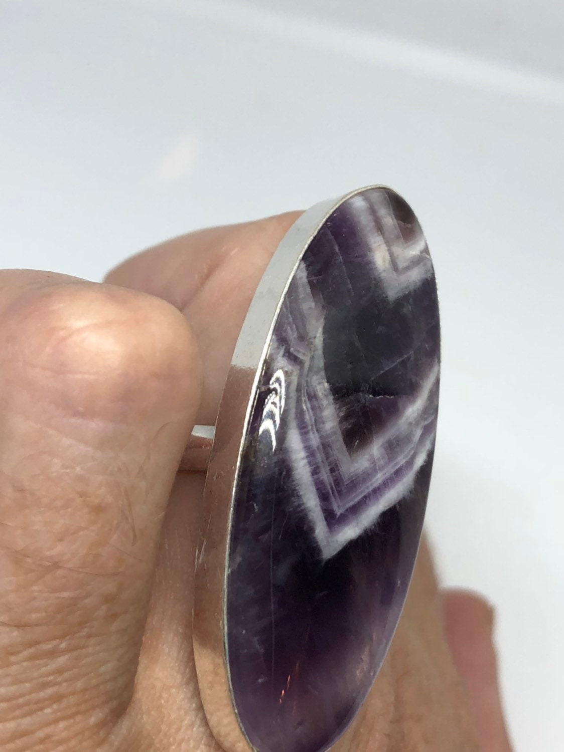 Vintage Blue Genuine Amethyst Adjustable Ring