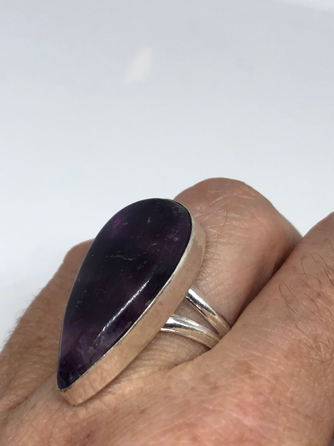 Vintage Blue Genuine Amethyst Adjustable Ring