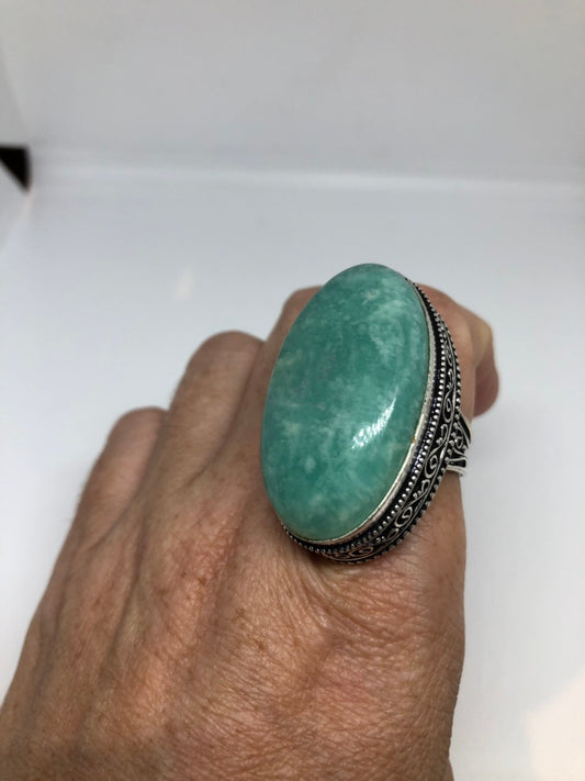 Vintage Genuine Blue Amazonite Silver Ring