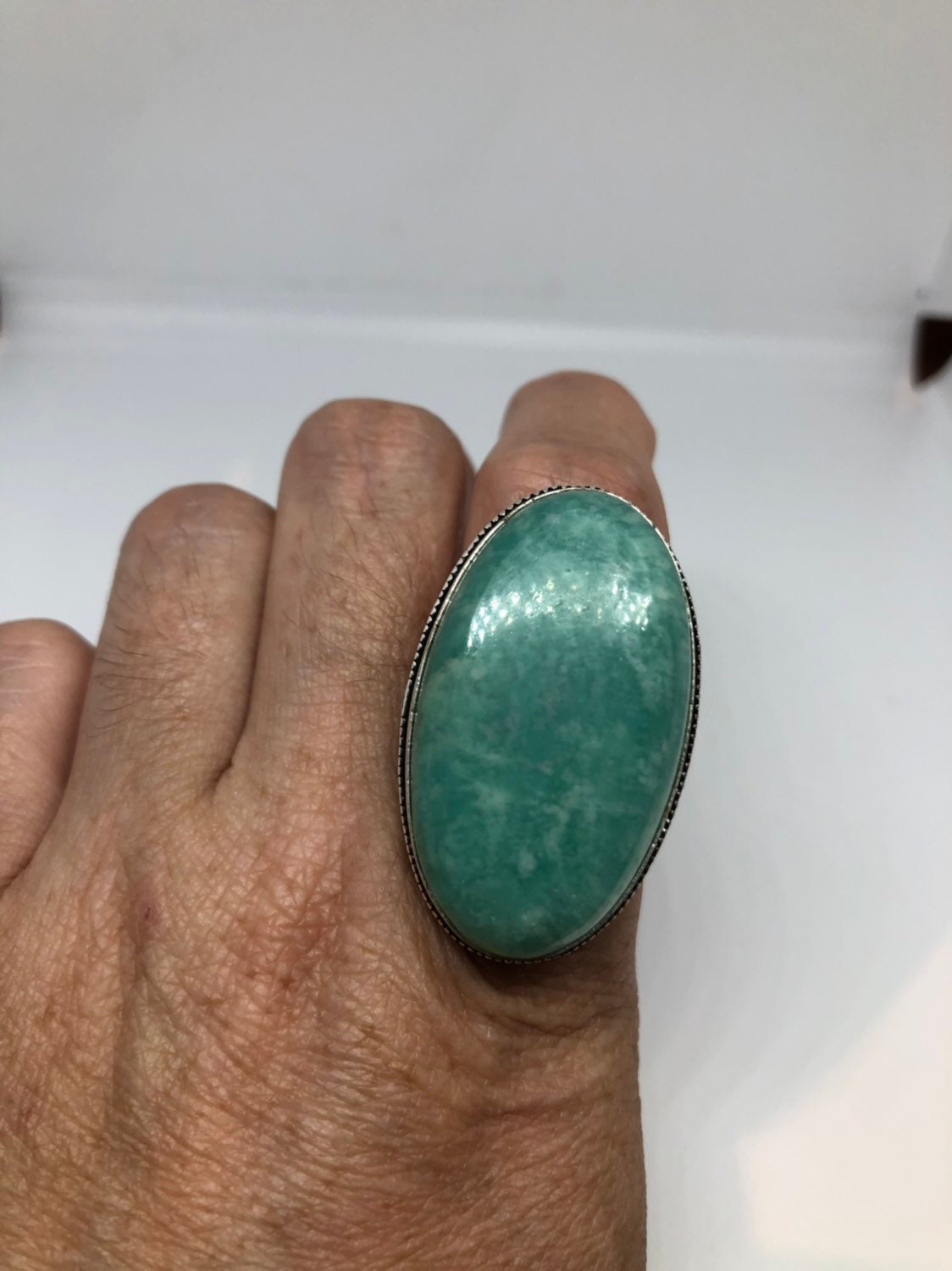 Vintage Genuine Blue Amazonite Silver Ring