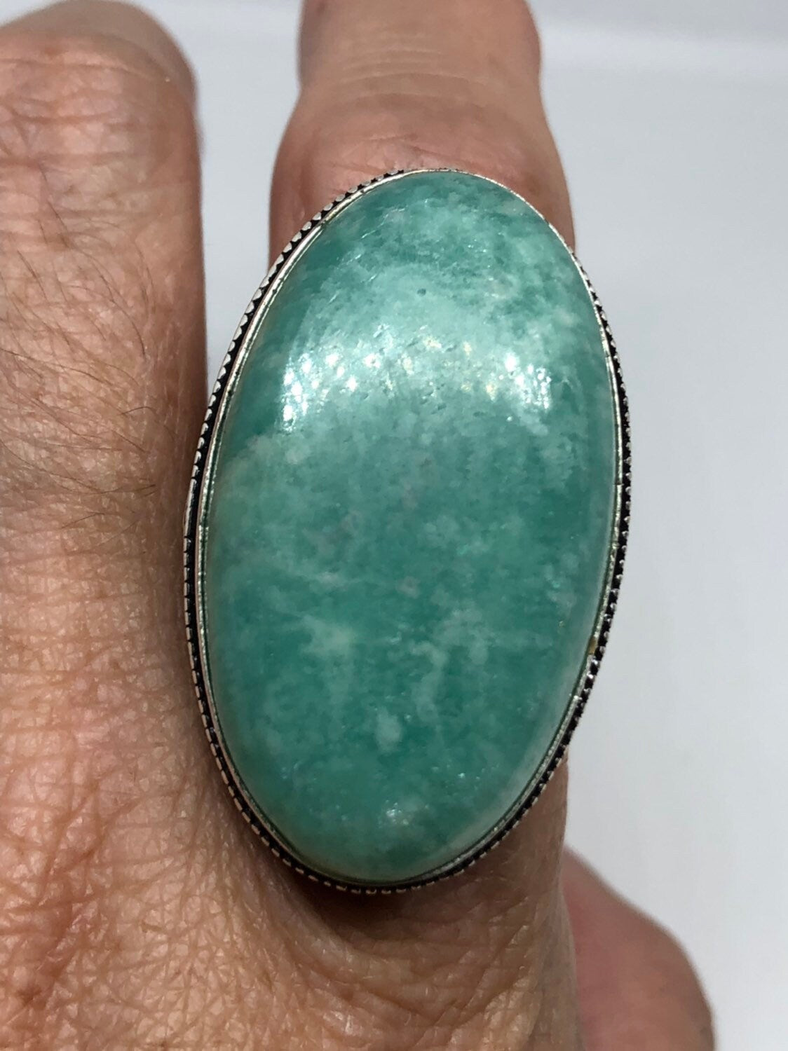 Vintage Genuine Blue Amazonite Silver Ring