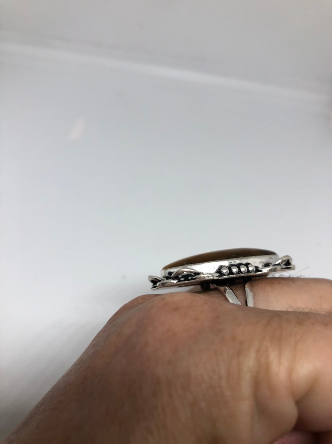 Vintage Tigers Eye Stone Silver Ring