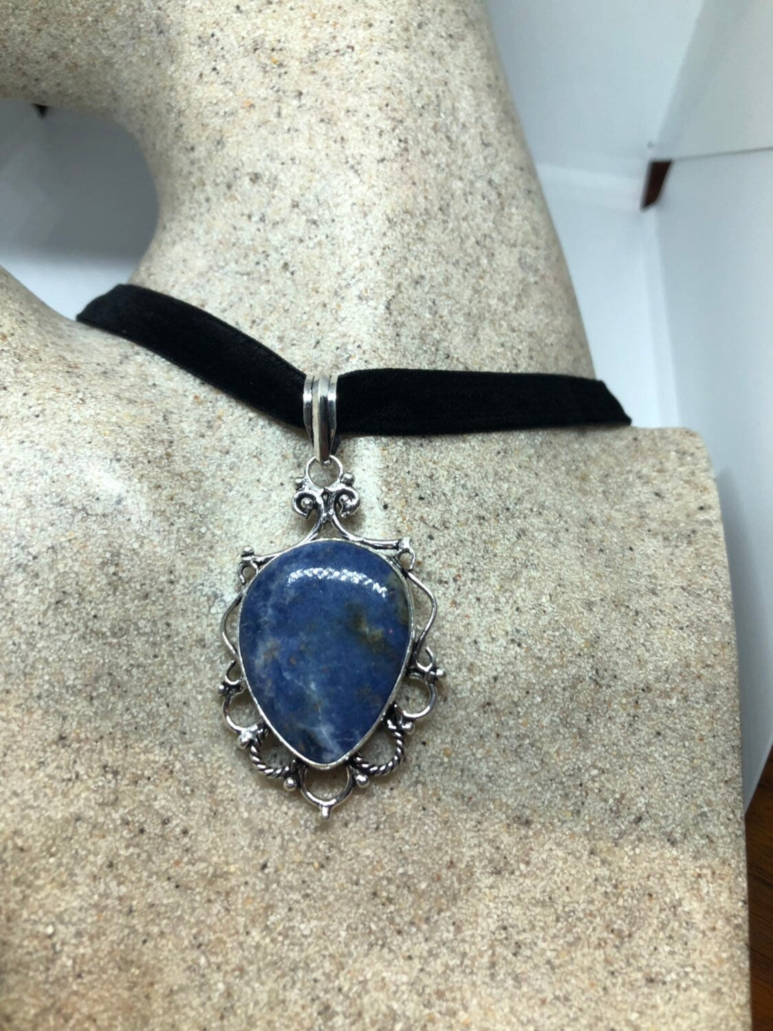 Vintage Blue Lapis Choker Necklace Tibet