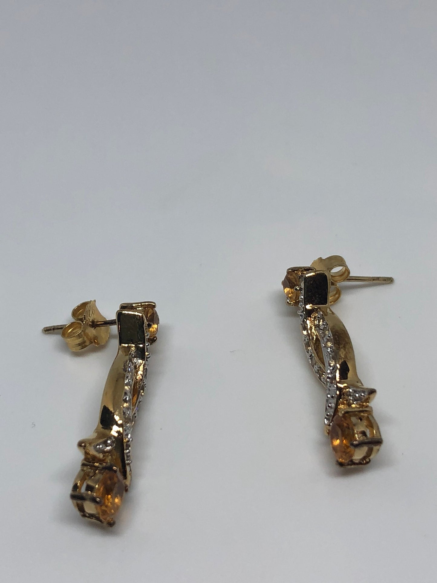 Vintage Citrine Earrings 925 Sterling Silver Chandelier Dangle