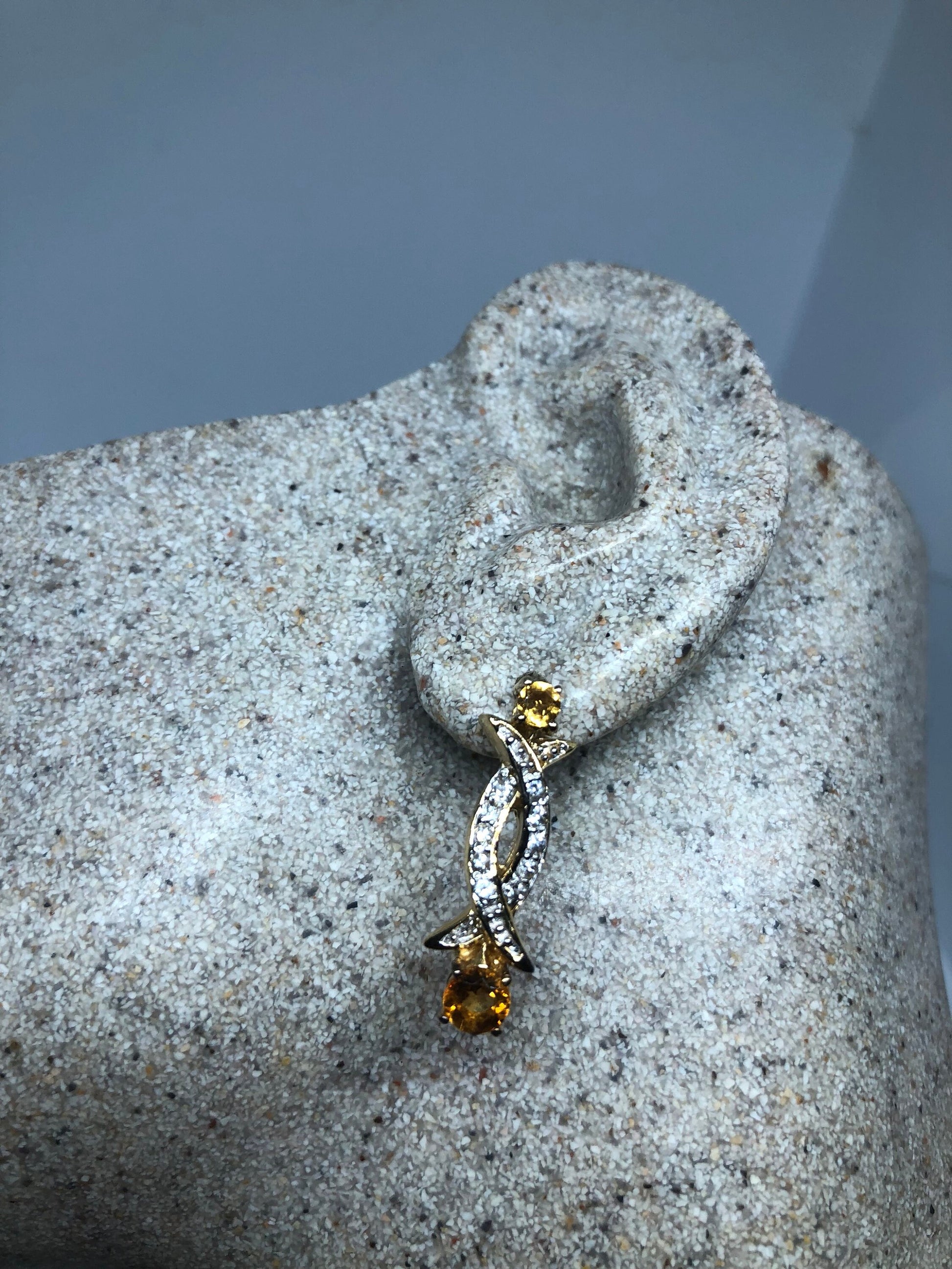 Vintage Citrine Earrings 925 Sterling Silver Chandelier Dangle