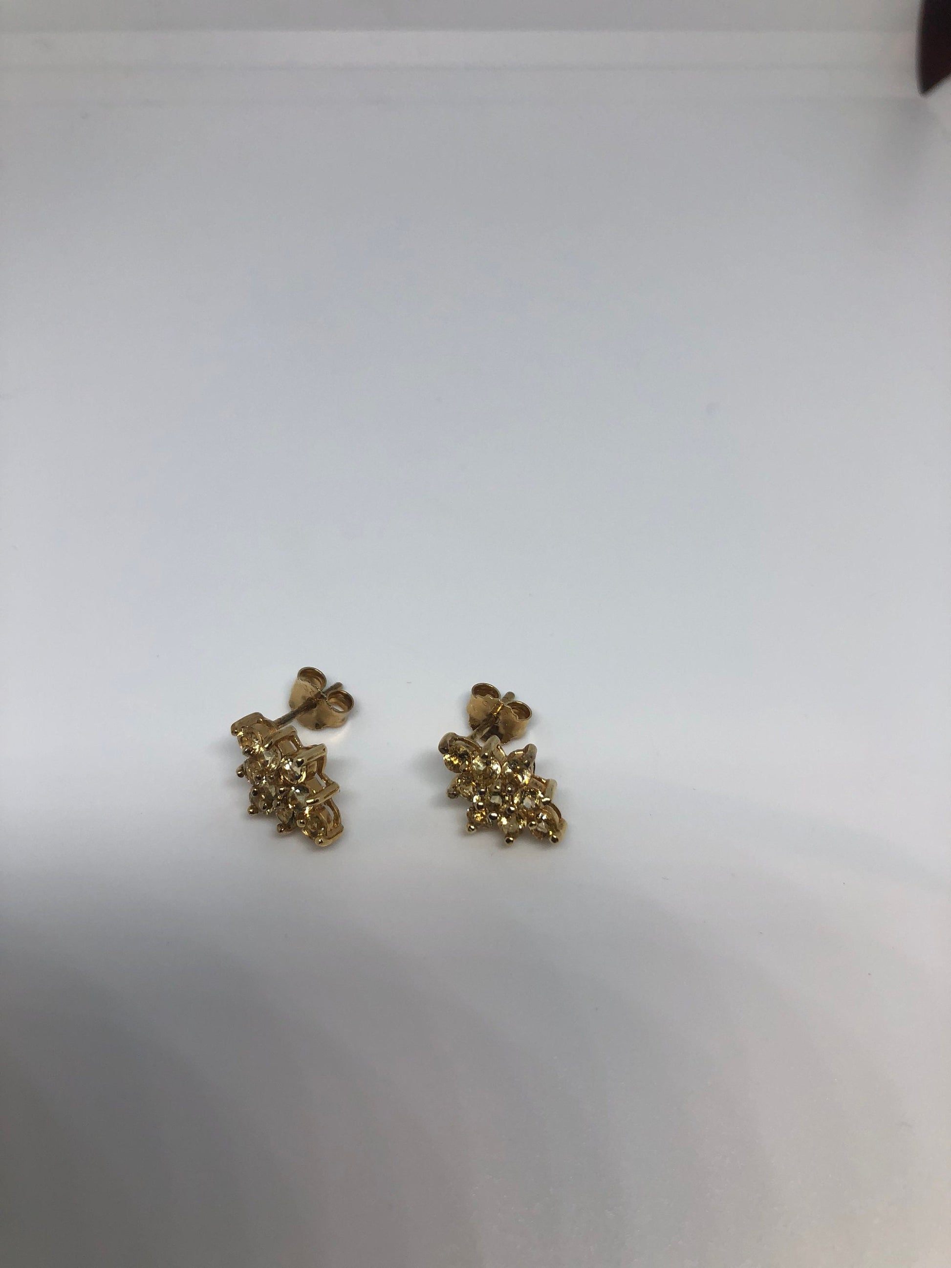 Vintage Genuine Citrine Gemstone 925 Sterling Silver Stud Earrings