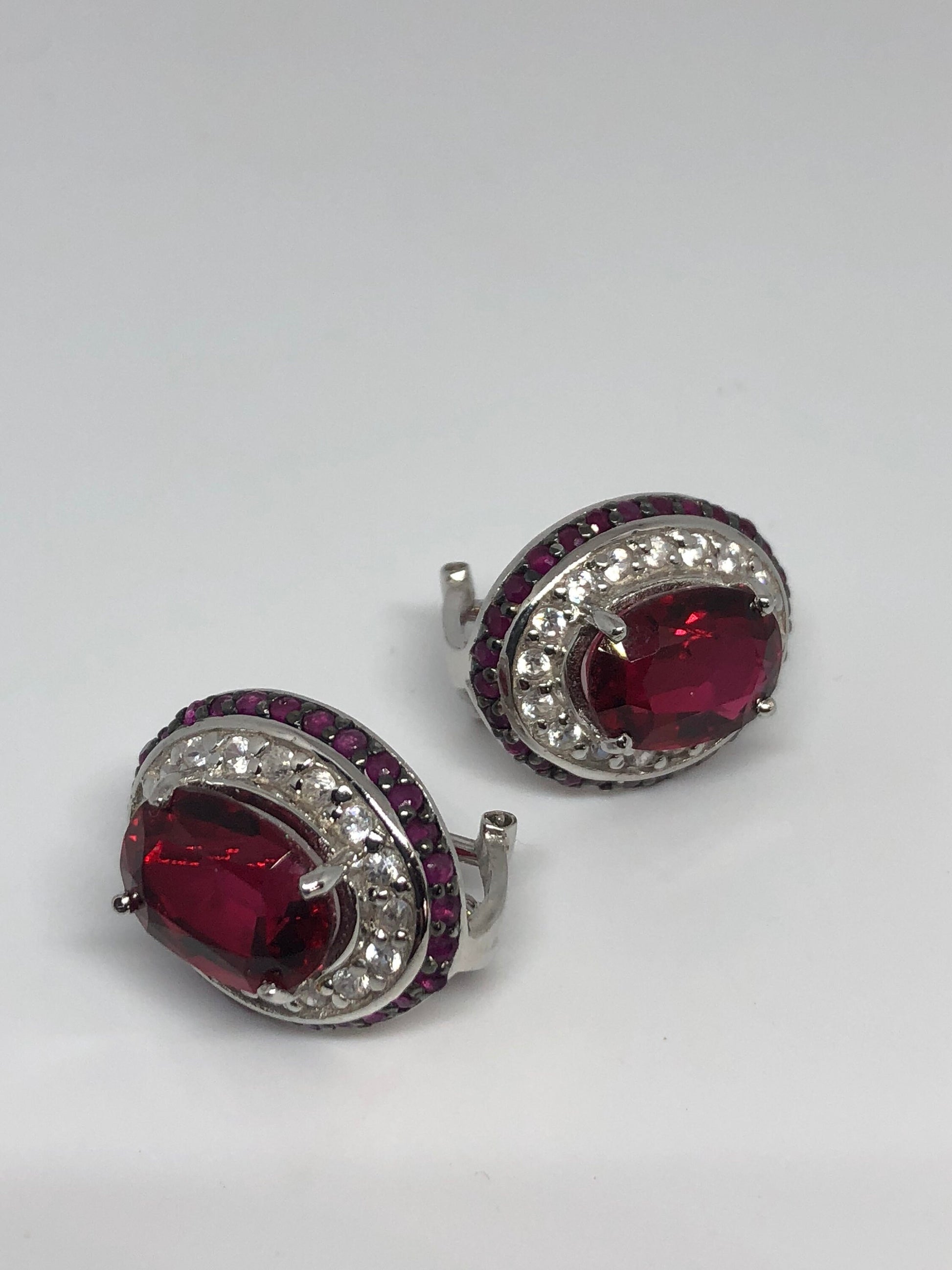 Vintage Handmade Sterling Silver Genuine tourmaline Earrings