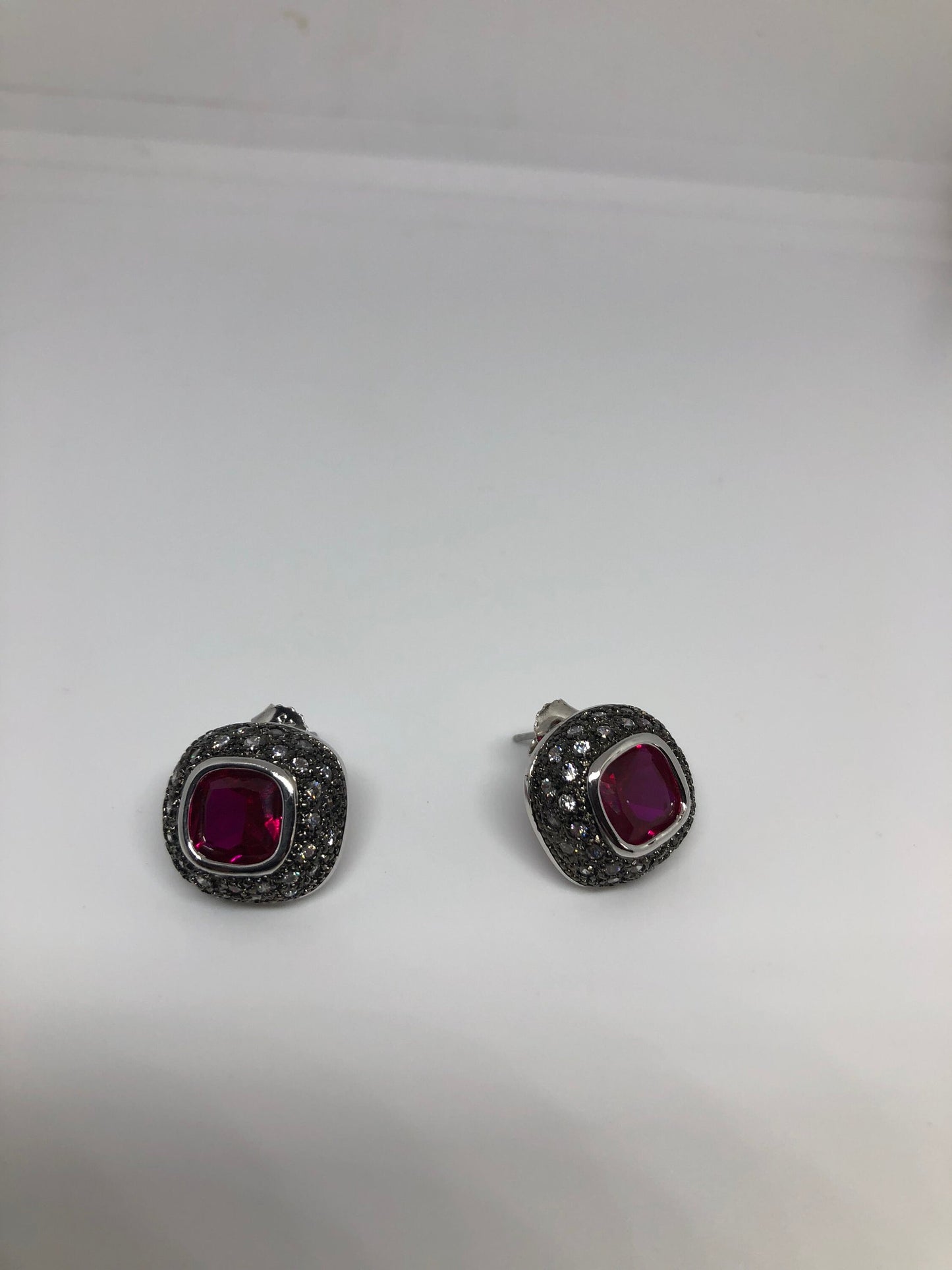 Vintage Handmade Sterling Silver Genuine tourmaline Earrings