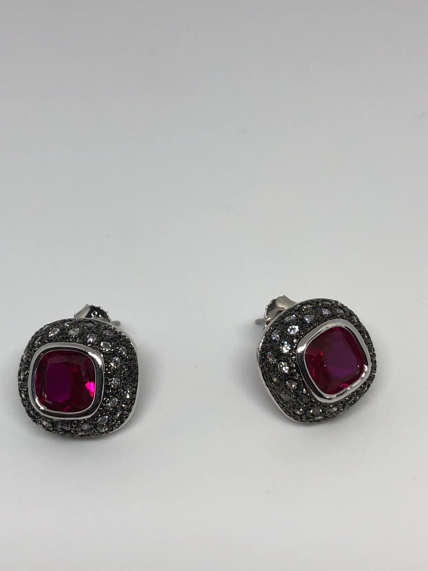 Vintage Handmade Sterling Silver Genuine tourmaline Earrings