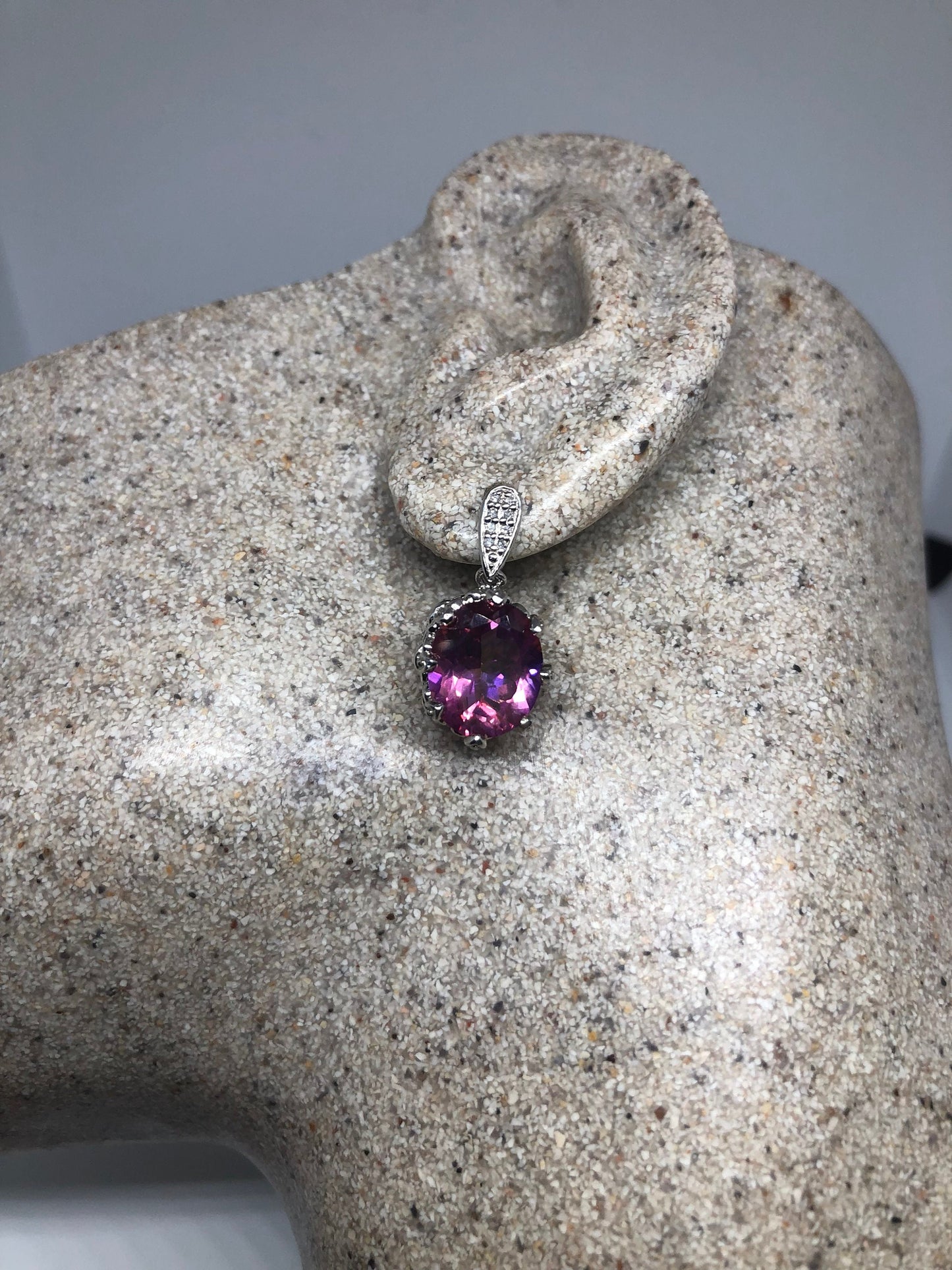 Vintage Handmade Sterling Silver Deep Red Mystic Topaz Earrings