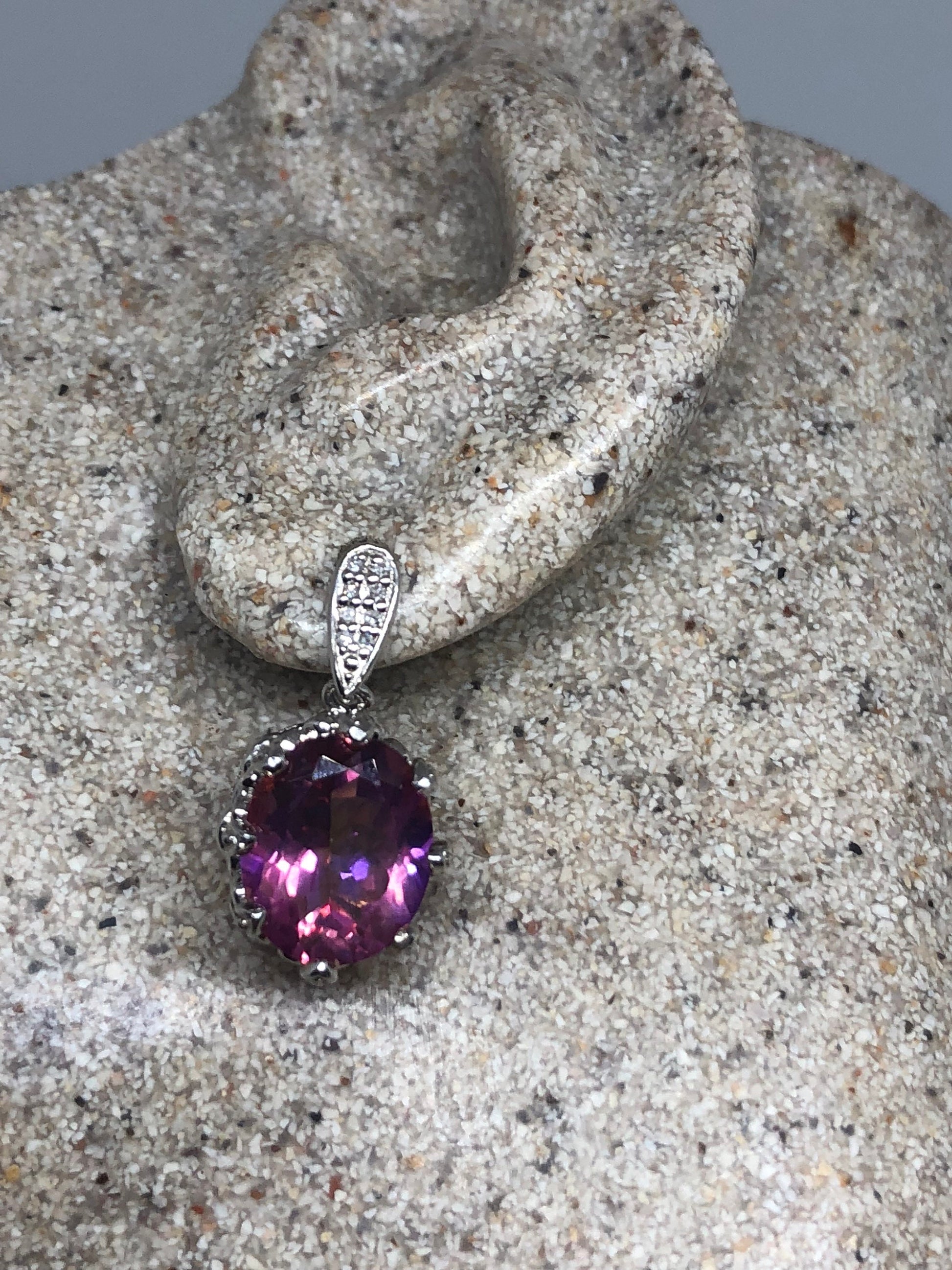 Vintage Handmade Sterling Silver Deep Red Mystic Topaz Earrings