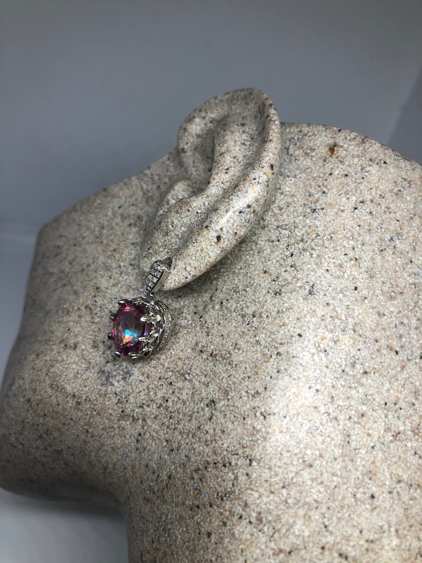 Vintage Handmade Sterling Silver Deep Red Mystic Topaz Earrings