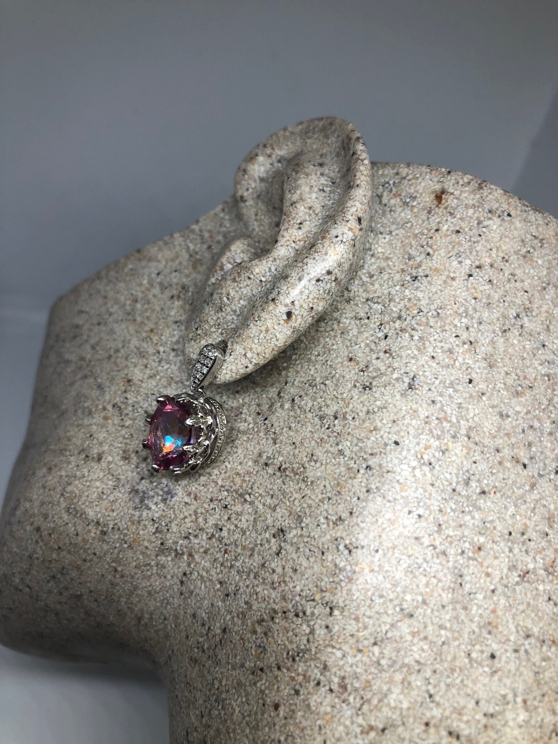 Vintage Handmade Sterling Silver Deep Red Mystic Topaz Earrings