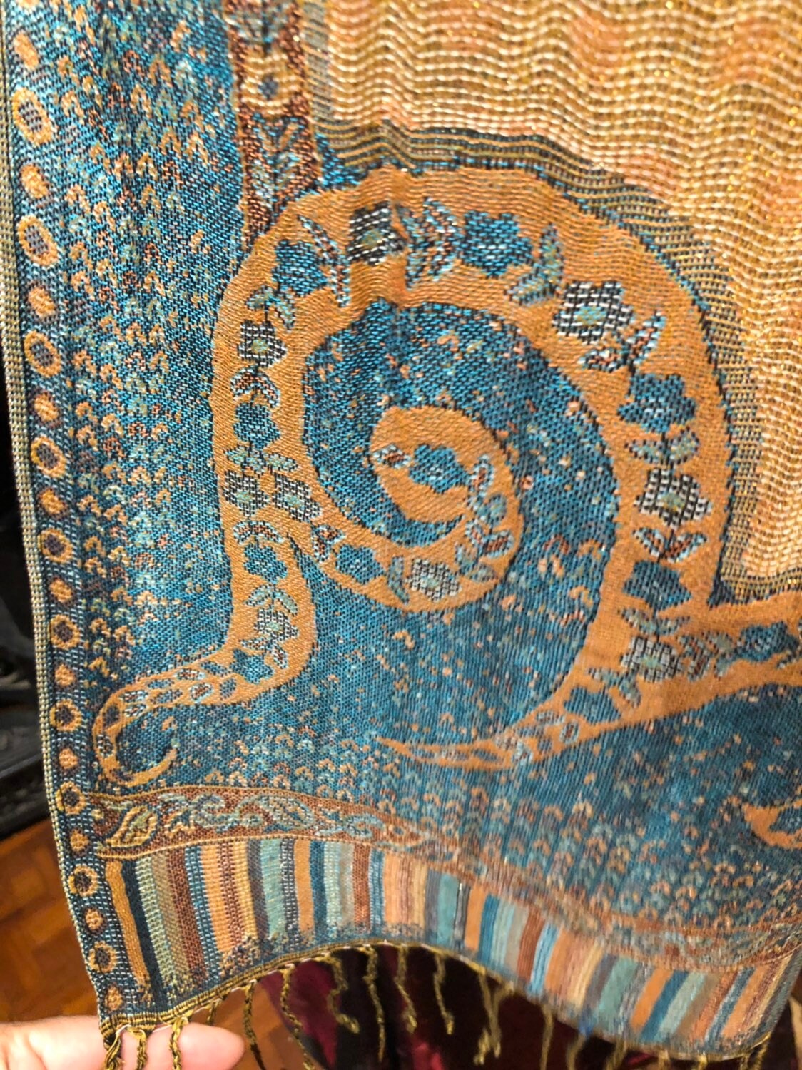 Vintage Paisley Brocade Pashmina Scarf Wrap Shawl