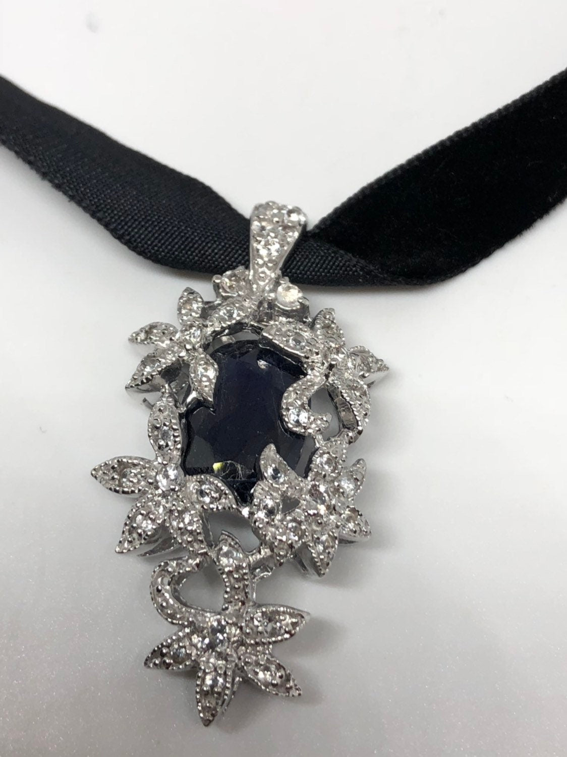 Vintage Handmade 925 Sterling Silver Sapphire Pendant